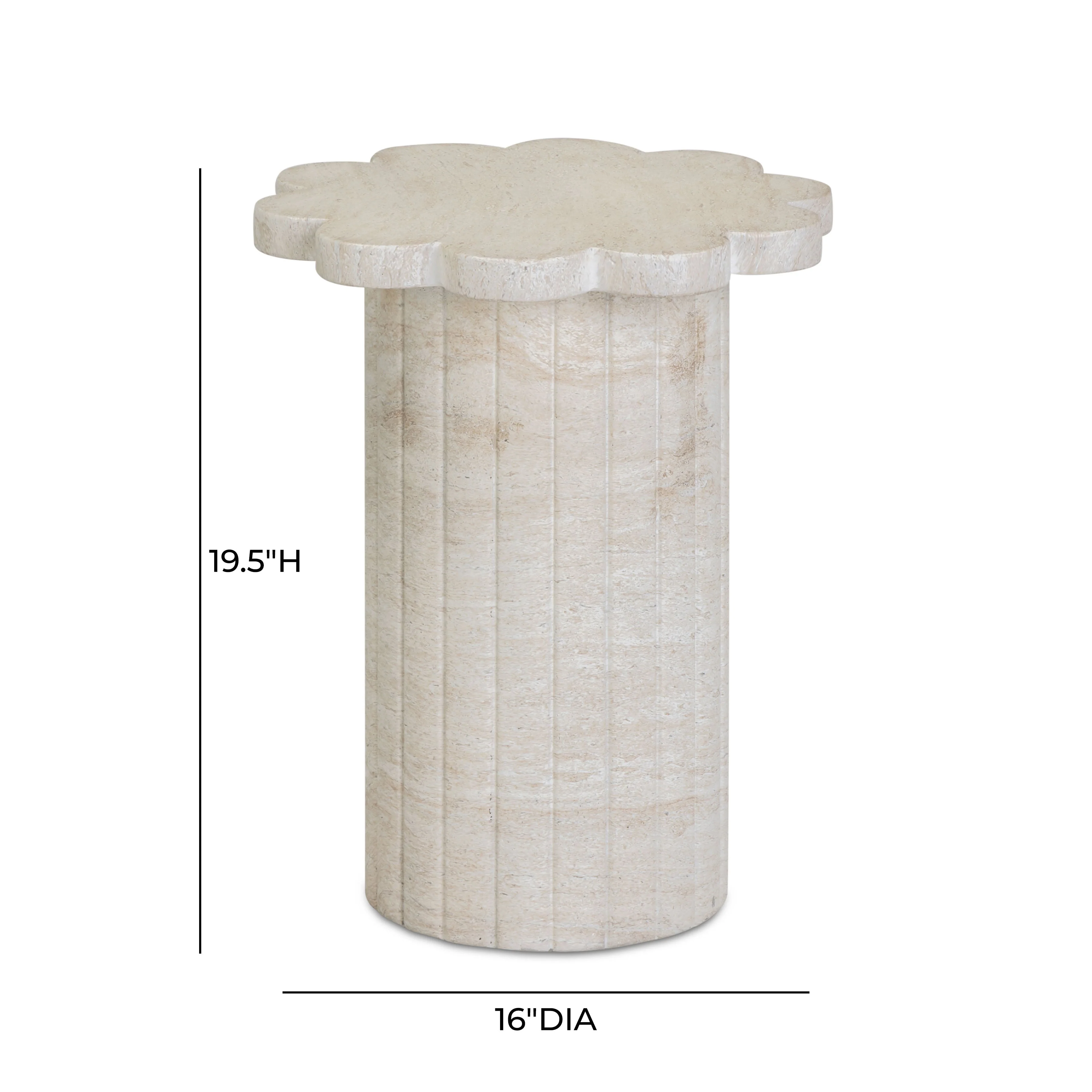 Blossom Faux Travertine Indoor/Outdoor Concrete Side Table - Image 5