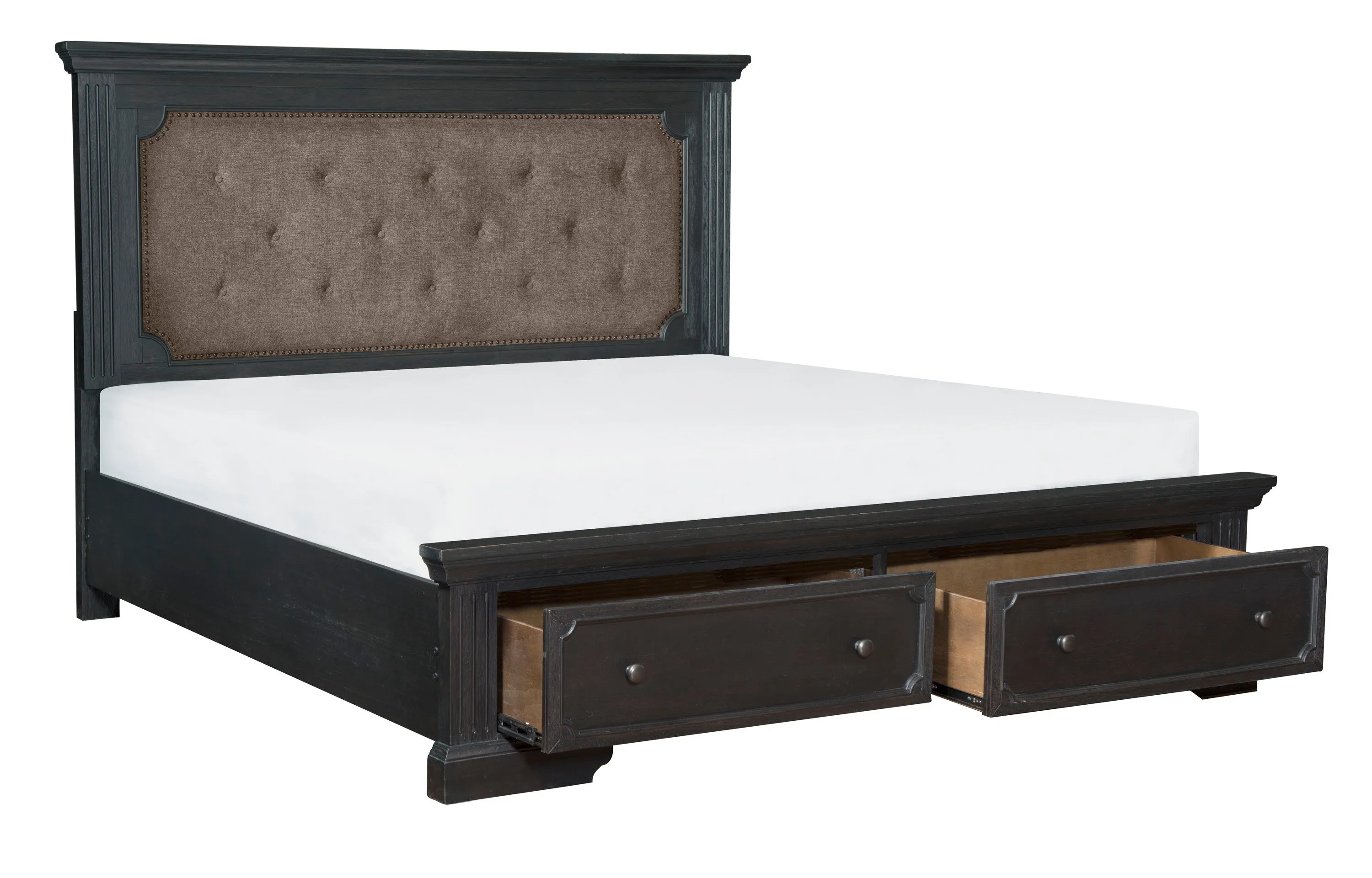 Bolingbrook Wire-Brushed Charcoal King Storage Platform Bed - Image 4