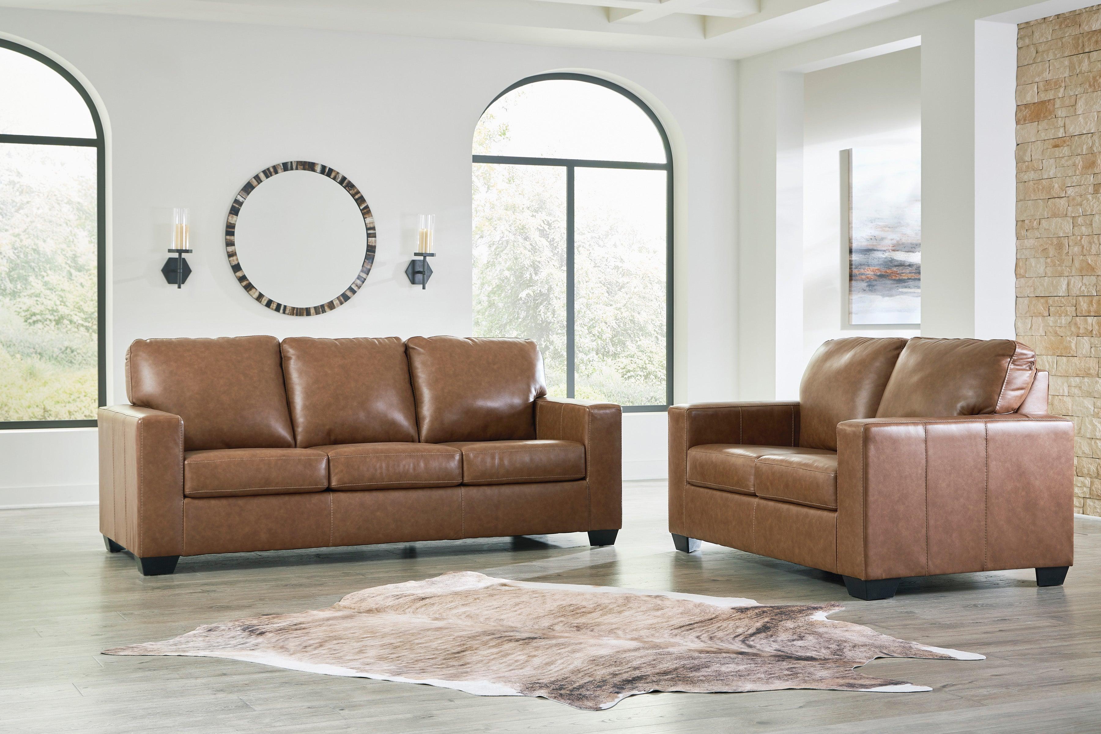 Bolsena Caramel Leather Living Room Set - Image 3