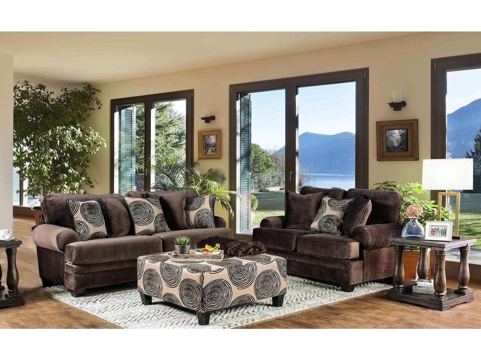 Bonaventura Brown Stationary Sofa & Loveseat