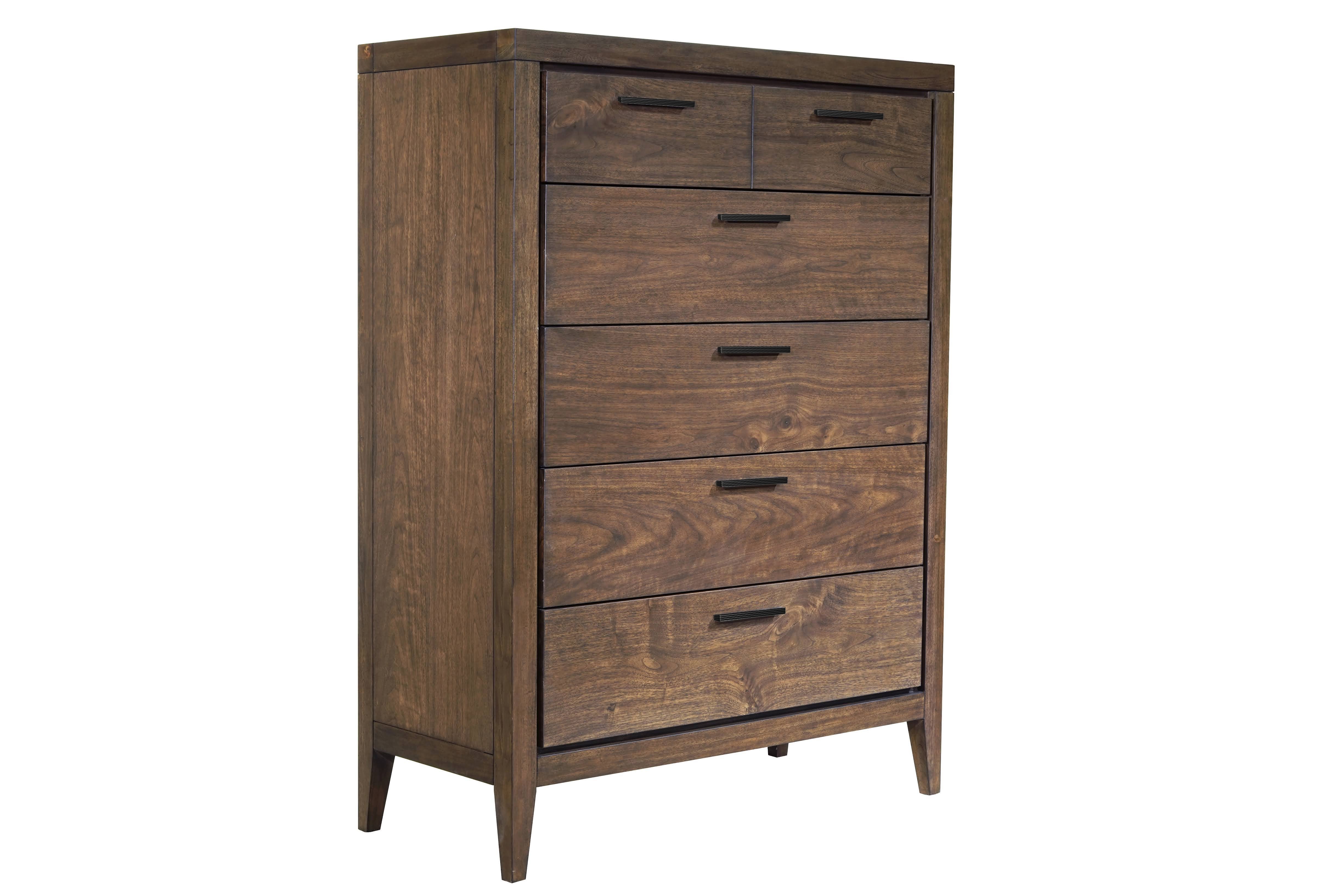 Boracay Five Drawer Walnut Chest in Wild Oats Brown - Image 3