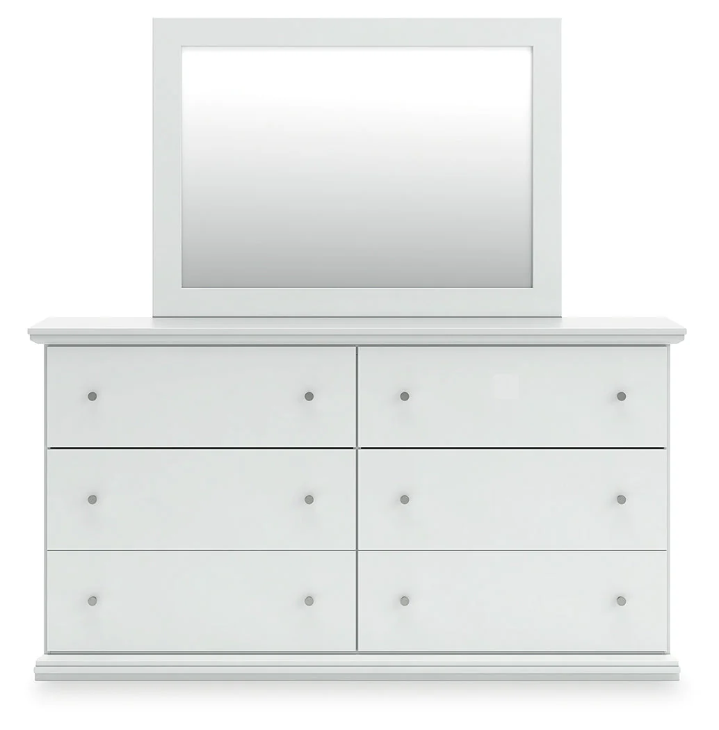 Bostwick Shoals Full Panel Bed with Mirrored Dresser, Chest and 2 Nightstands in White - Image 2