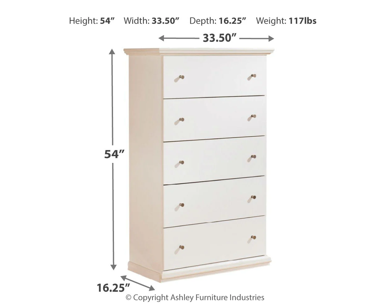 Bostwick Shoals King Panel Bed with Mirrored Dresser, Chest and Nightstand in White - Image 4