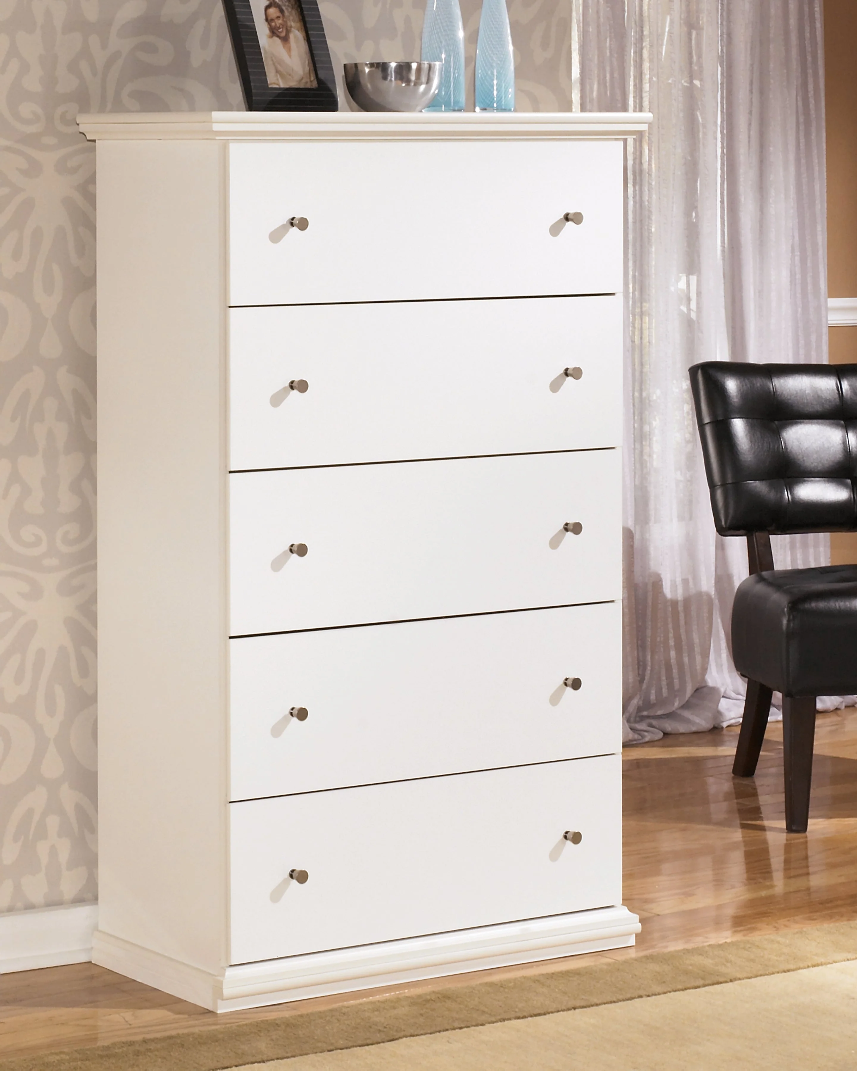 Bostwick Shoals Twin Panel Bed with Mirrored Dresser, Chest and 2 Nightstands in White - Image 25