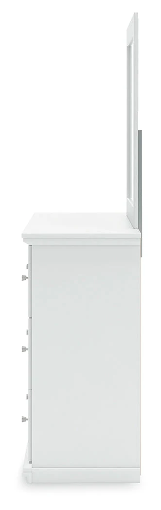 Bostwick Shoals Twin Panel Bed with Mirrored Dresser, Chest and 2 Nightstands in White - Image 9