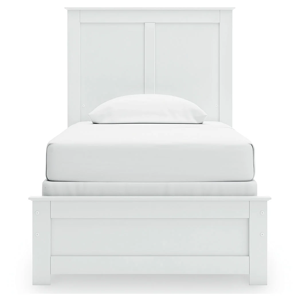 Bostwick Shoals Twin Panel Bed with Mirrored Dresser, Chest and Nightstand in White - Image 2