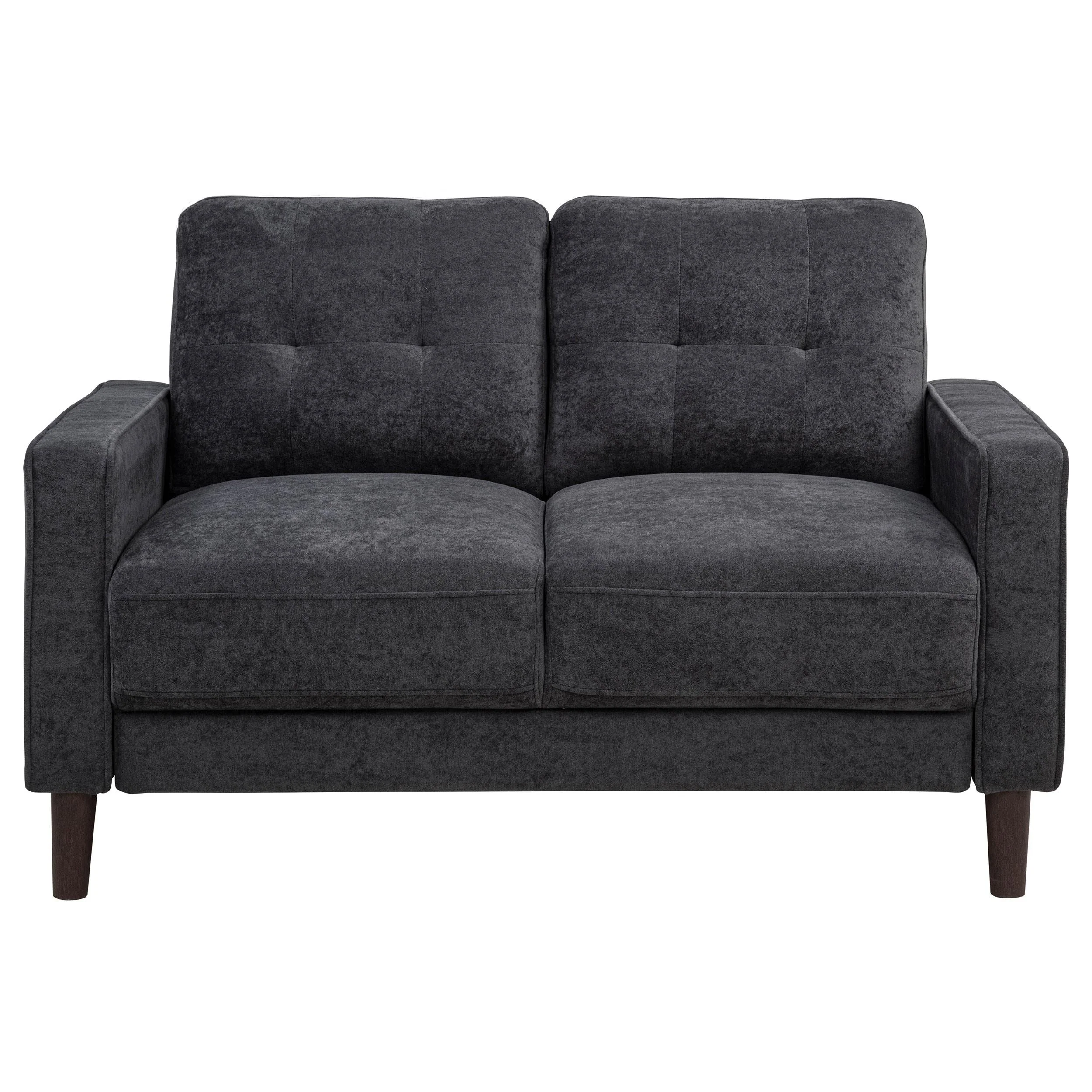 Bowen II Steel Grey Fabric Upholstered Track Arm Loveseat - Image 2