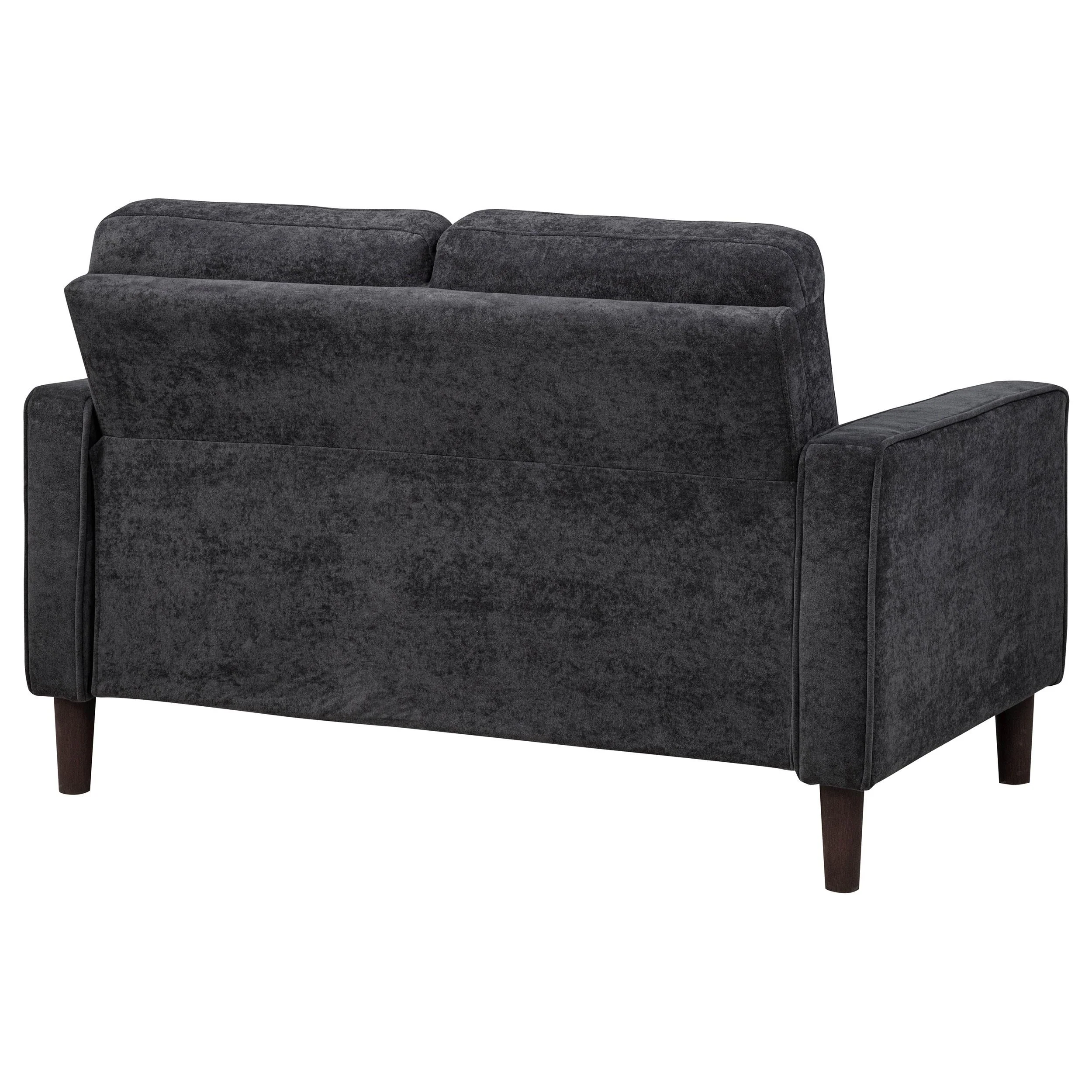 Bowen II Steel Grey Fabric Upholstered Track Arm Loveseat - Image 6
