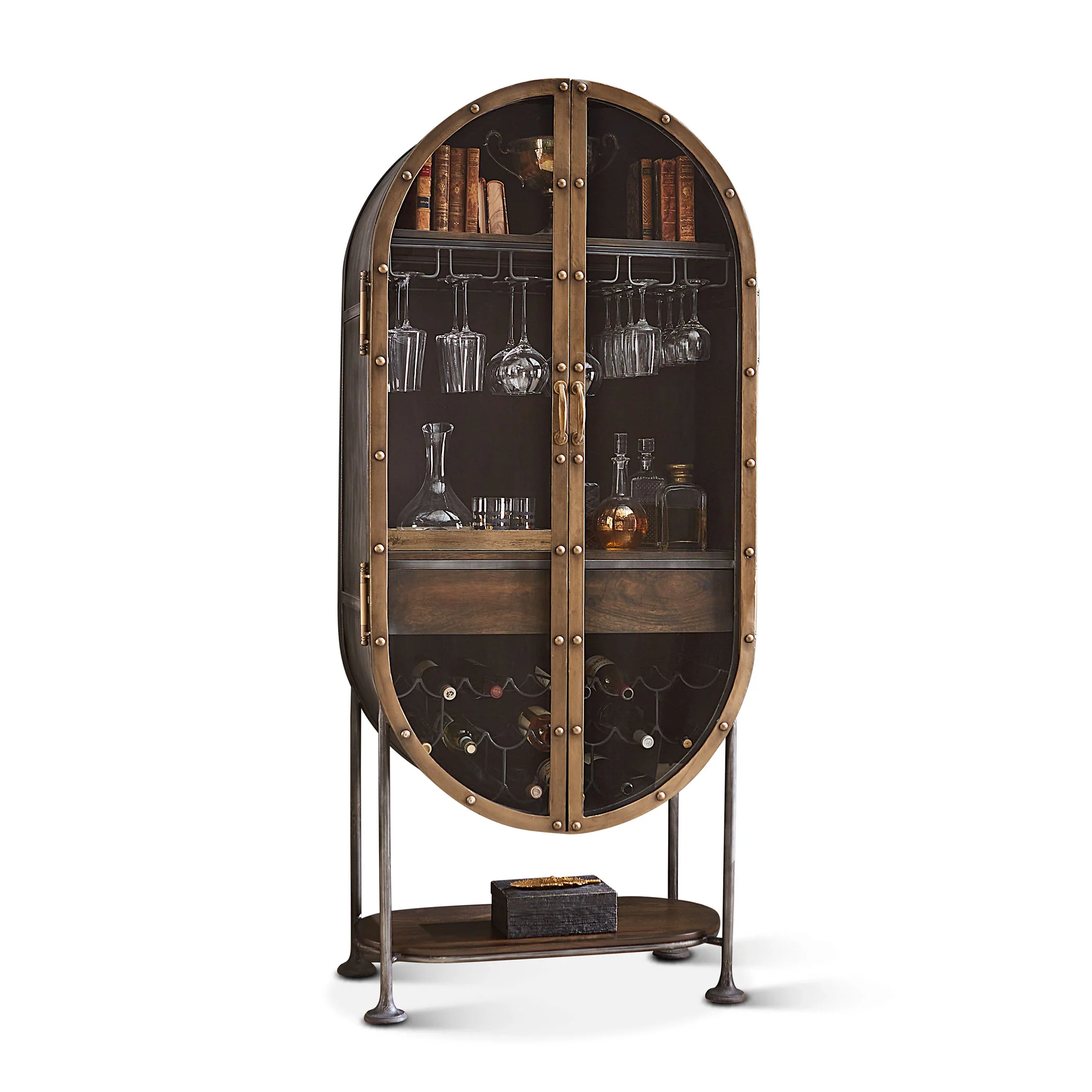 Bowery 34" Tall Oval Bar Cabinet - Image 5