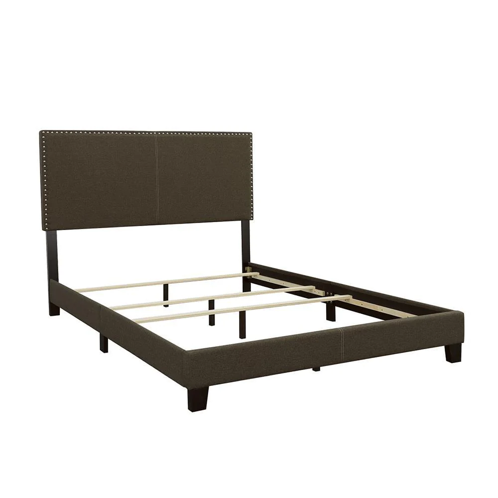 Boyd Charcoal Queen Upholstered Bed with Nailhead Trim - Image 3