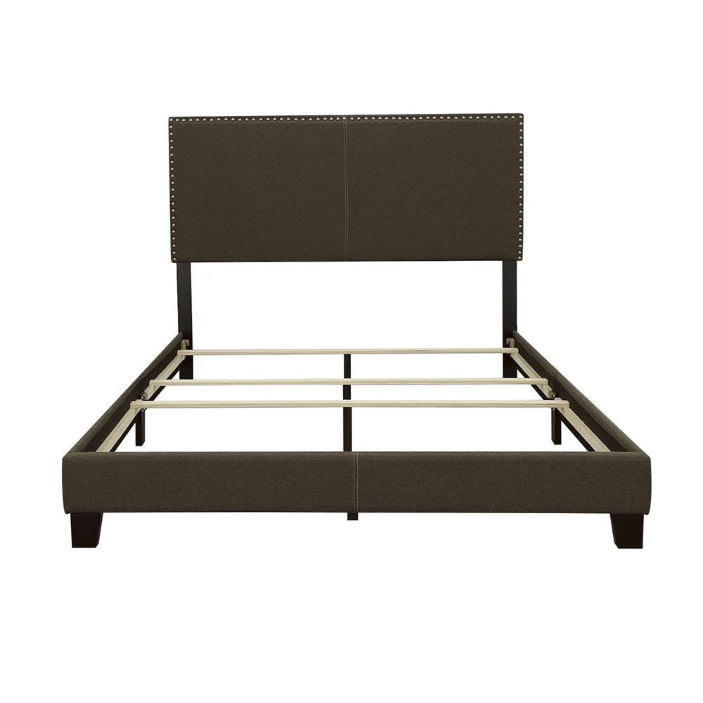 Boyd Charcoal Queen Upholstered Bed with Nailhead Trim - Image 4