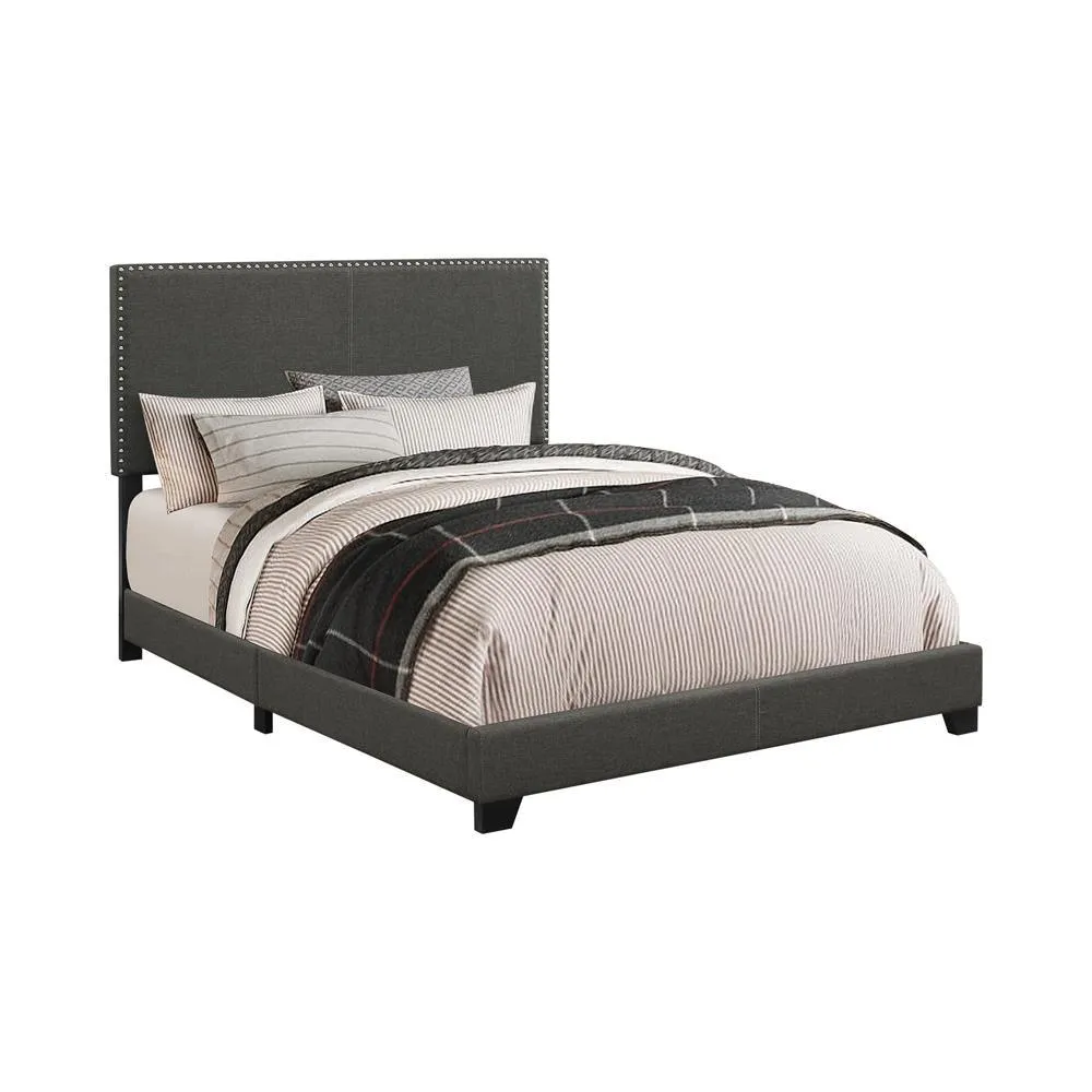 Boyd Charcoal Twin Upholstered Bed with Nailhead Trim - Image 2