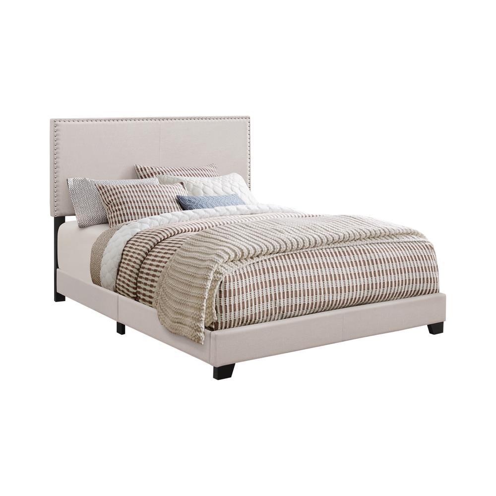 Boyd Ivory Queen Upholstered Bed with Nailhead Trim - Image 2