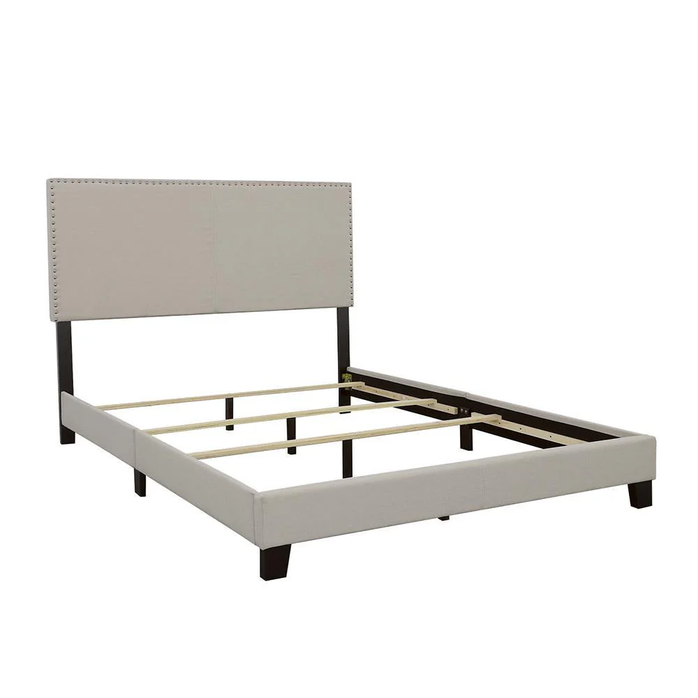 Boyd Ivory Queen Upholstered Bed with Nailhead Trim - Image 3