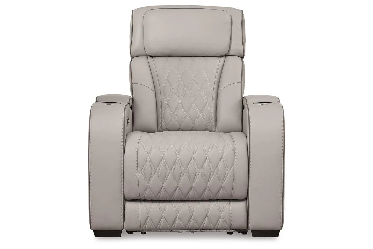 Boyington Gray Dual Power Leather Power Reclining Sofa, Loveseat and Recliner - Image 14