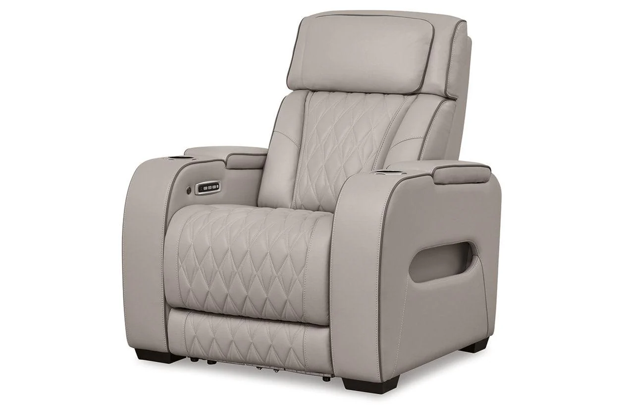 Boyington Gray Dual Power Leather Power Reclining Sofa, Loveseat and Recliner - Image 15