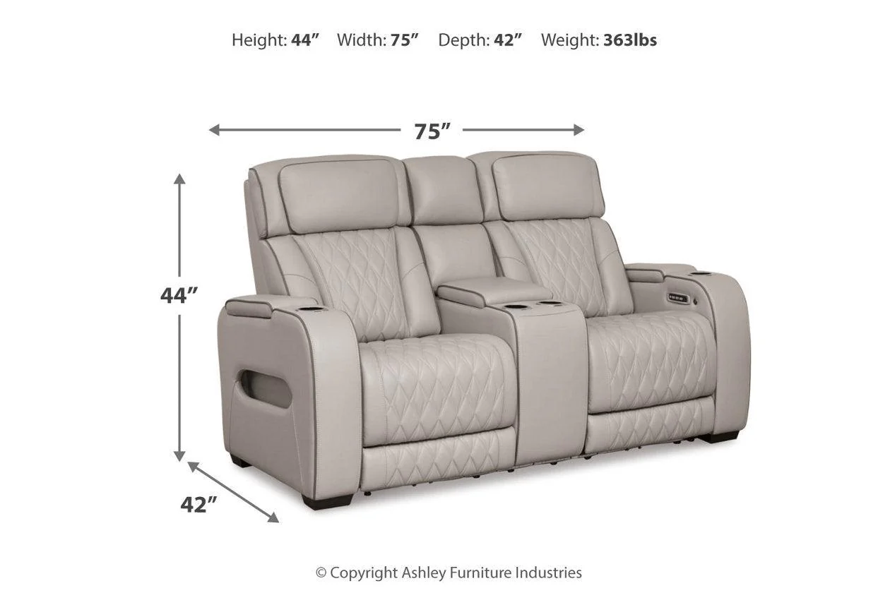 Boyington Gray Dual Power Leather Power Reclining Sofa, Loveseat and Recliner - Image 19