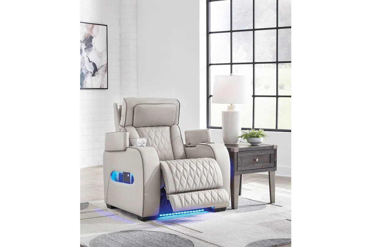 Boyington Gray Dual Power Leather Power Reclining Sofa, Loveseat and Recliner - Image 20
