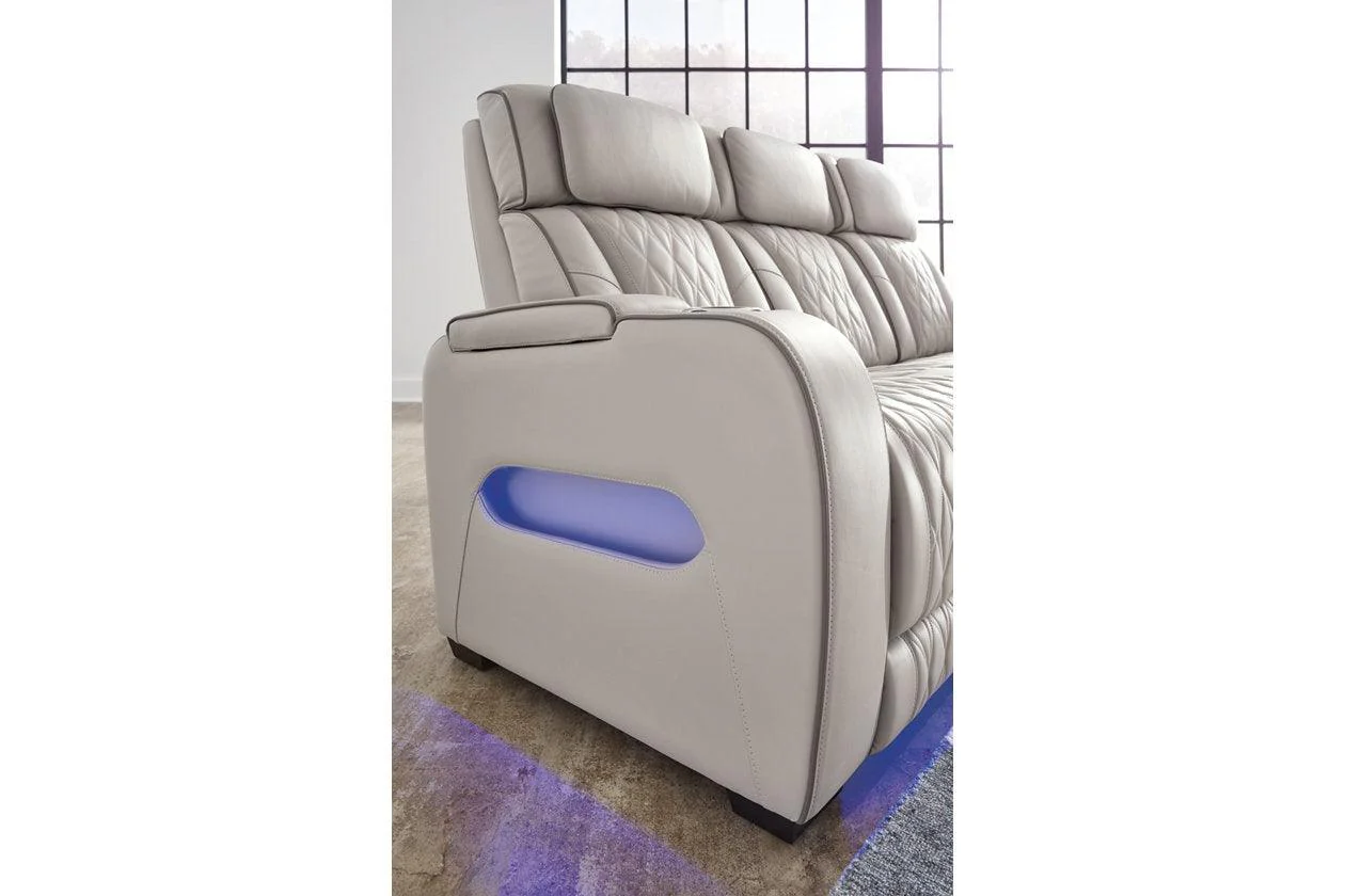 Boyington Gray Dual Power Leather Power Reclining Sofa, Loveseat and Recliner - Image 21