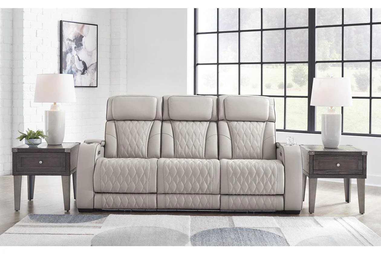 Boyington Gray Dual Power Leather Power Reclining Sofa, Loveseat and Recliner - Image 22
