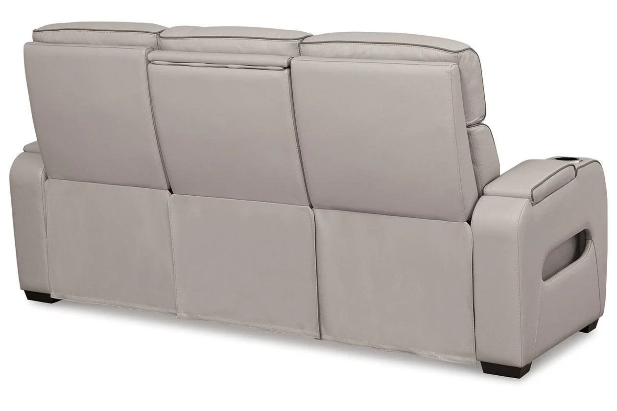Boyington Gray Dual Power Leather Power Reclining Sofa, Loveseat and Recliner - Image 6
