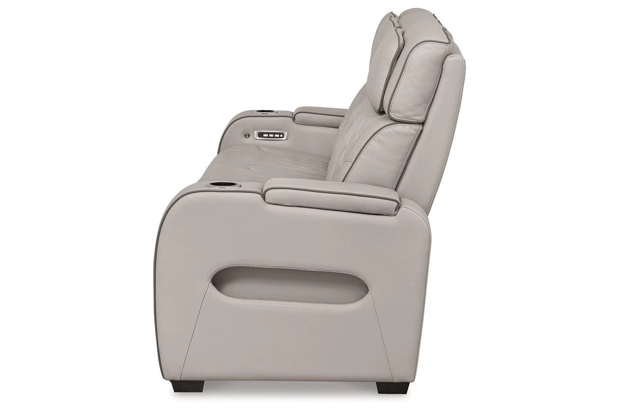 Boyington Gray Dual Power Leather Power Reclining Sofa, Loveseat and Recliner - Image 7