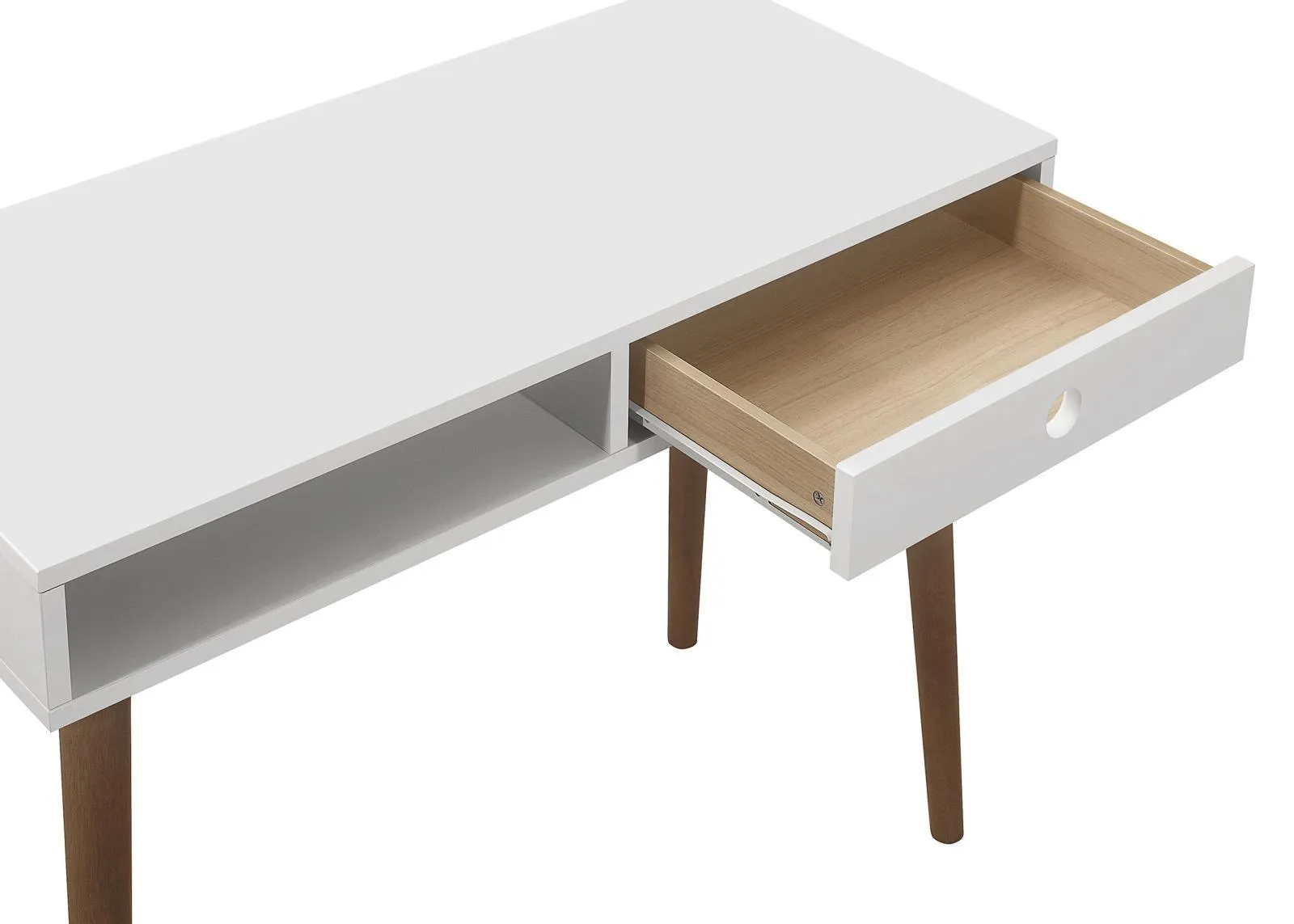Bradenton White/Walnut 1-Drawer Writing Desk - Image 6