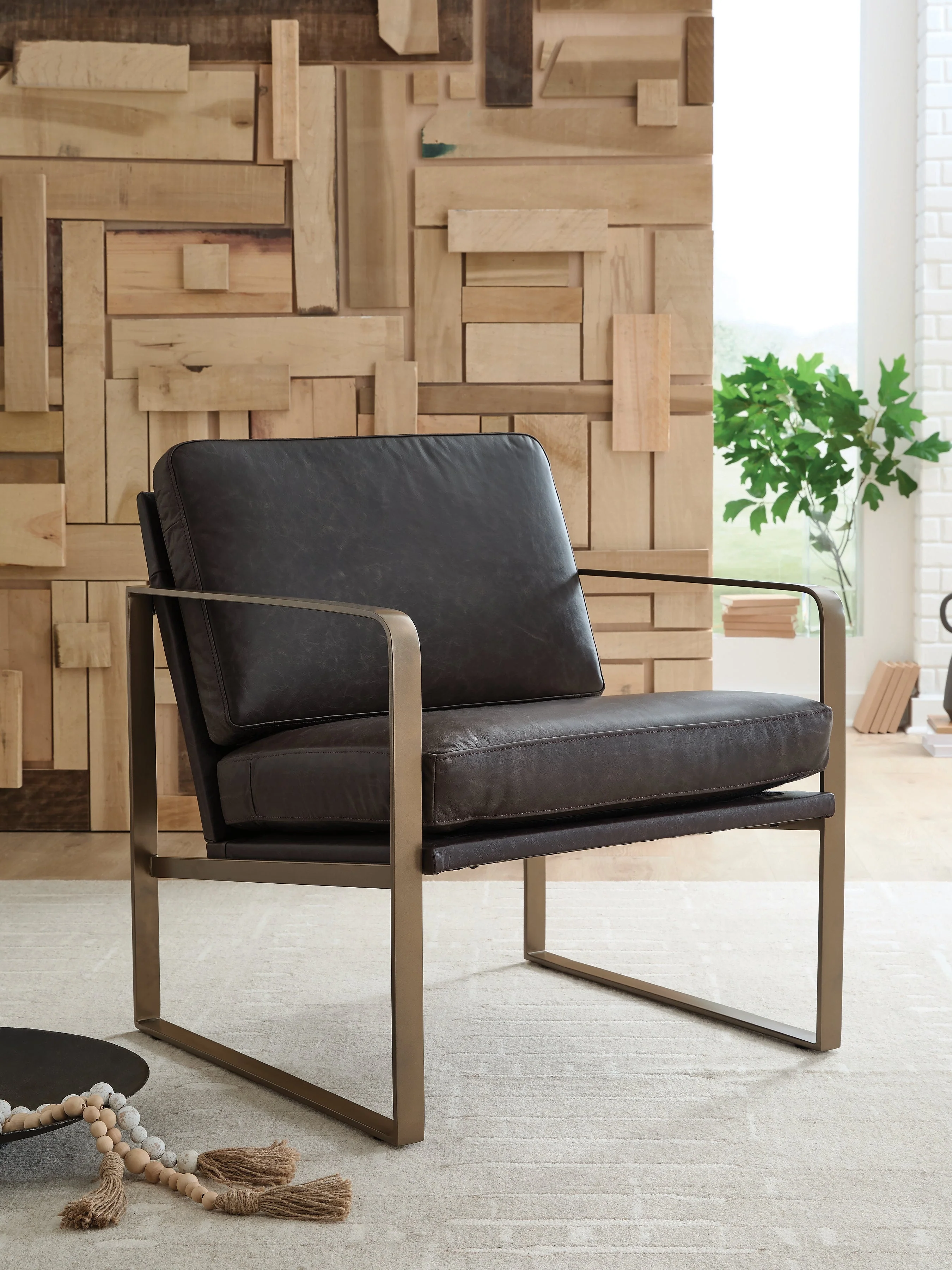 Bradett Dark Brown/Gold Finish Accent Chair