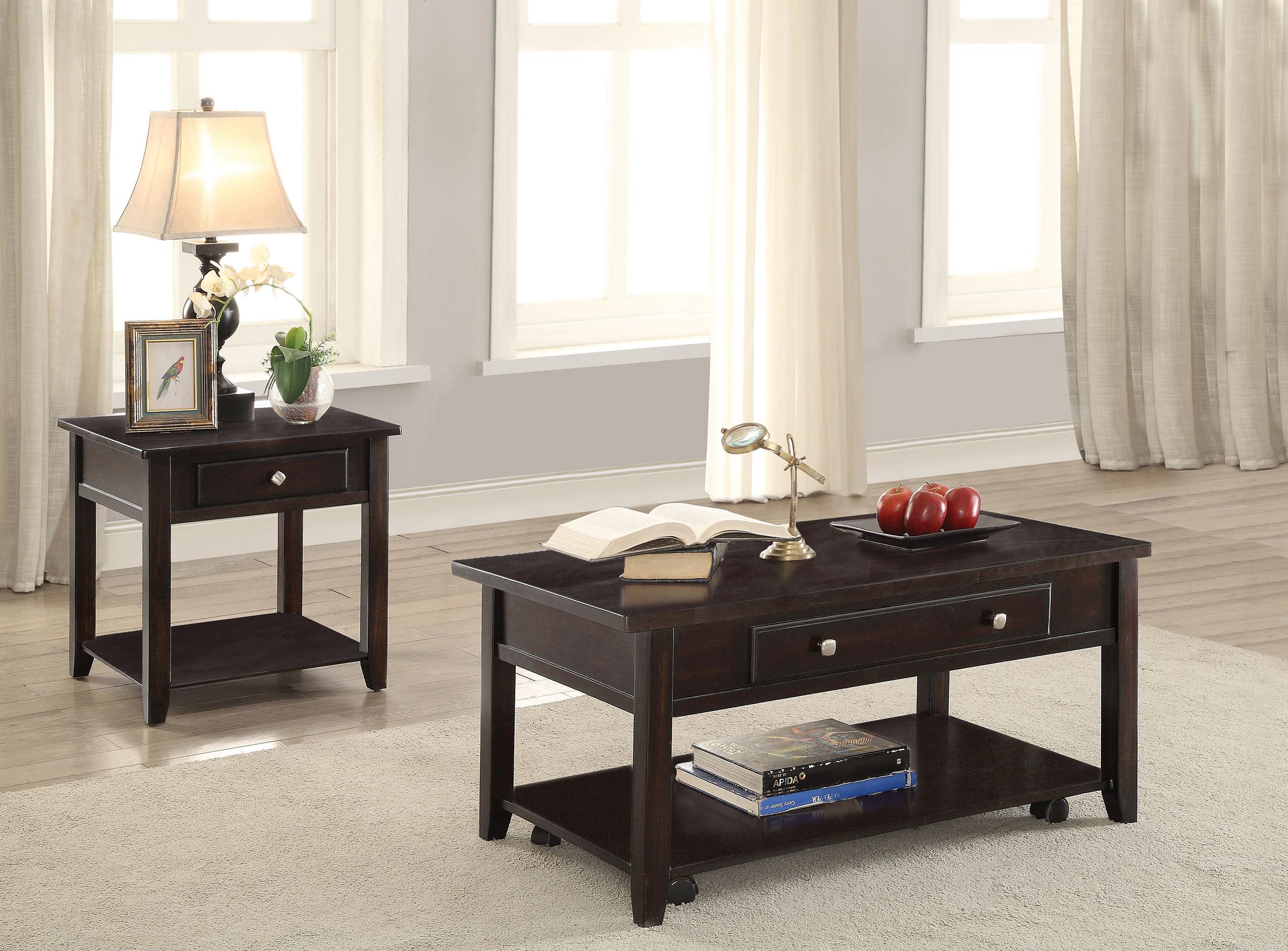 Bradford Walnut 2-Piece Lift Top Coffee and End Table Set