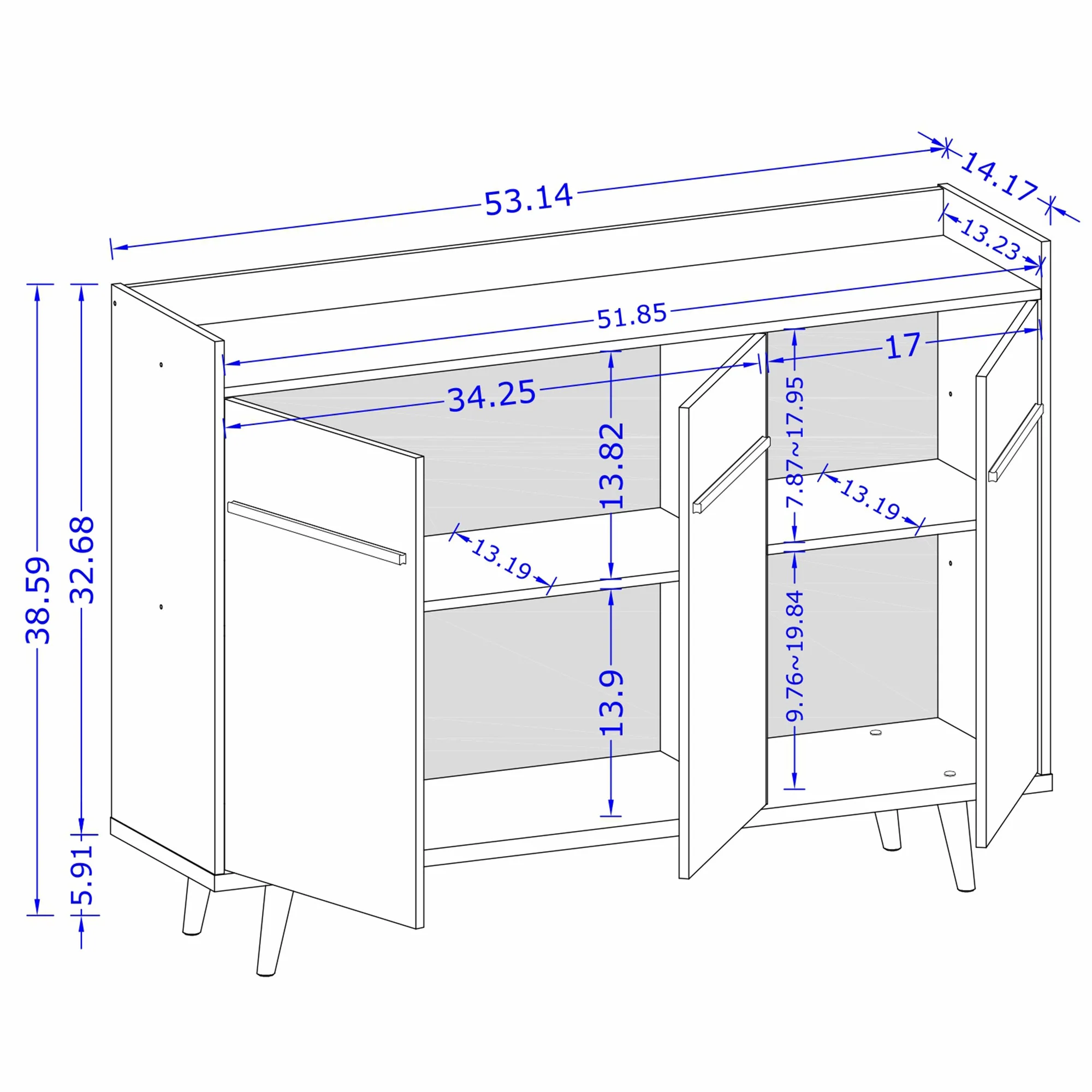 Bradley 53.54 Buffet Stand in White - Image 3