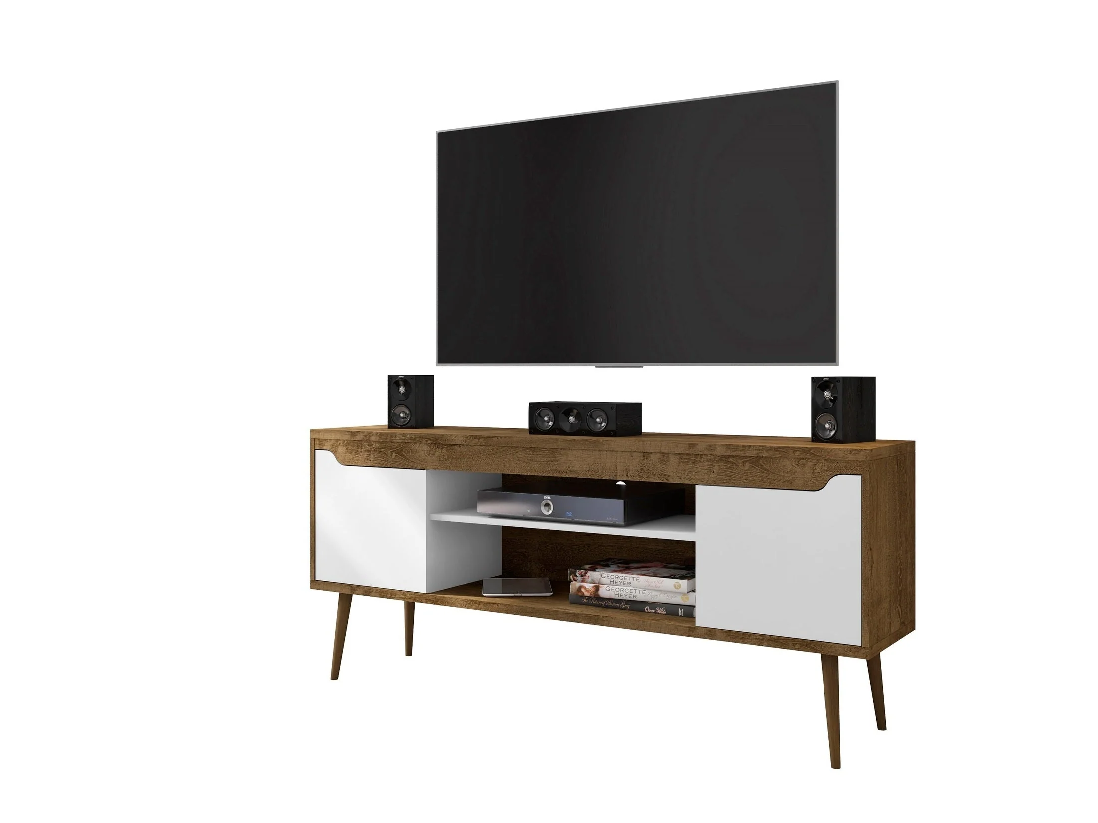 Bradley 62.99 TV Stand in Rustic Brown and White