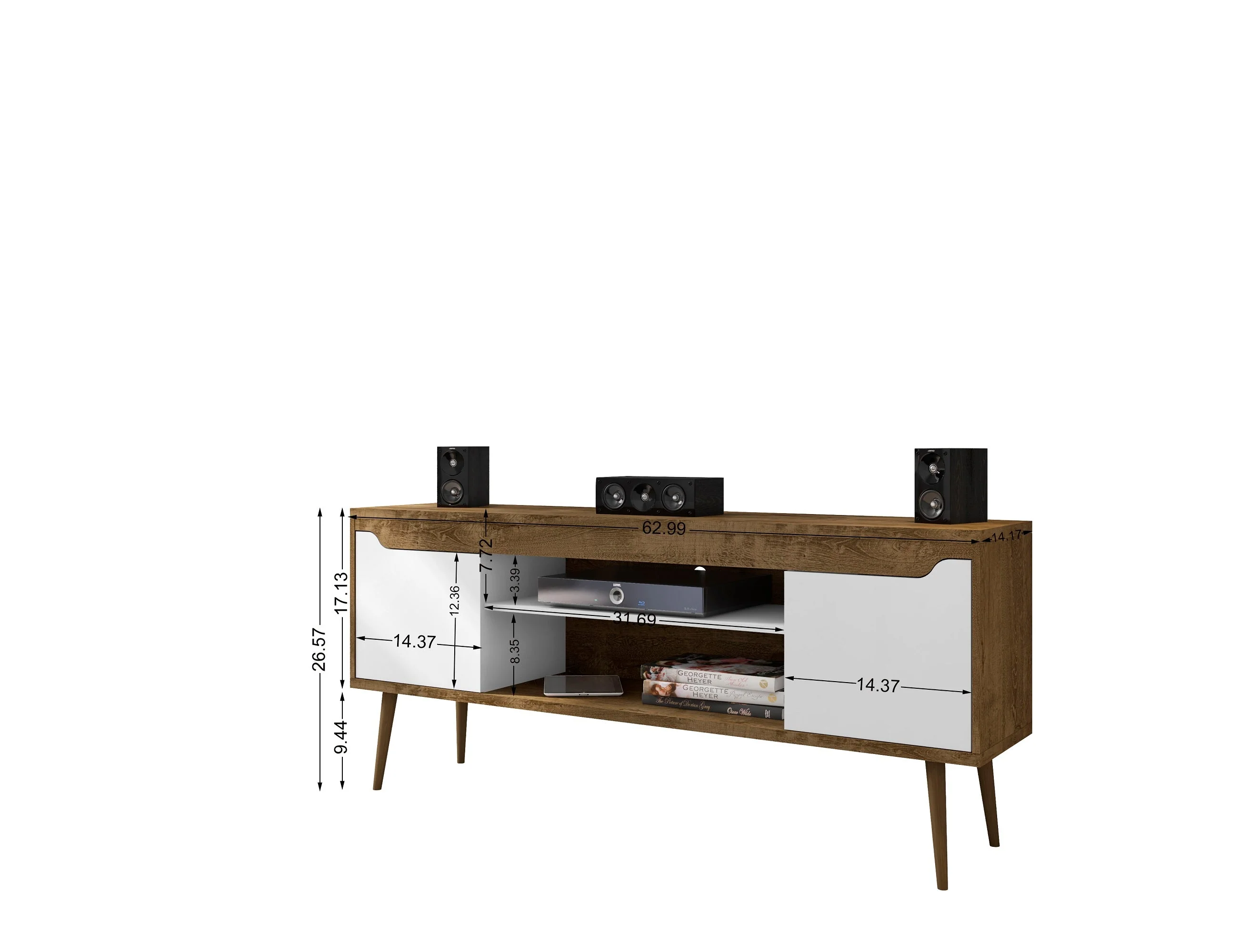Bradley 62.99 TV Stand in Rustic Brown and White - Image 3