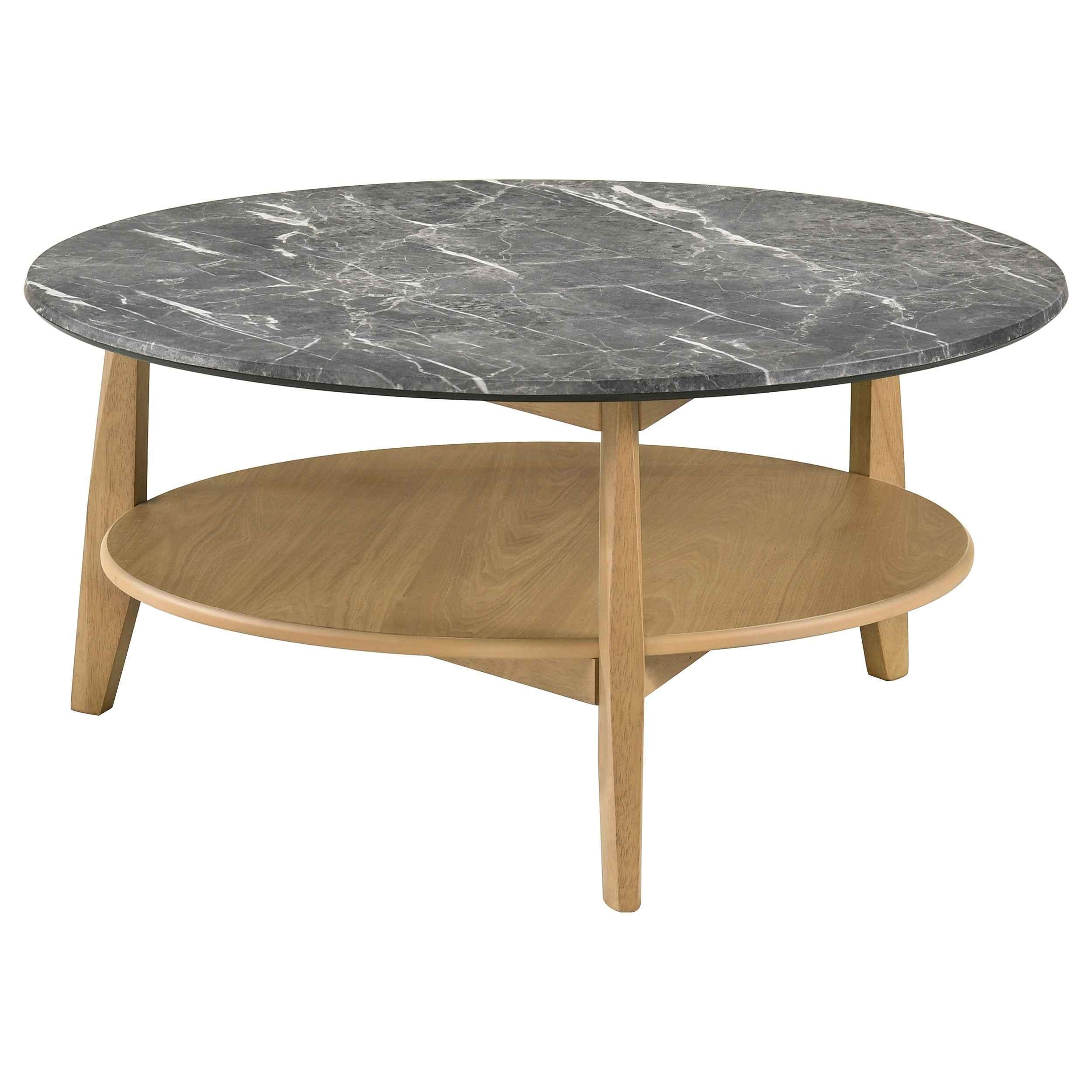 Bradley Grey/Natural 3-Piece Round SmartTop Coffee Table Set - Image 7