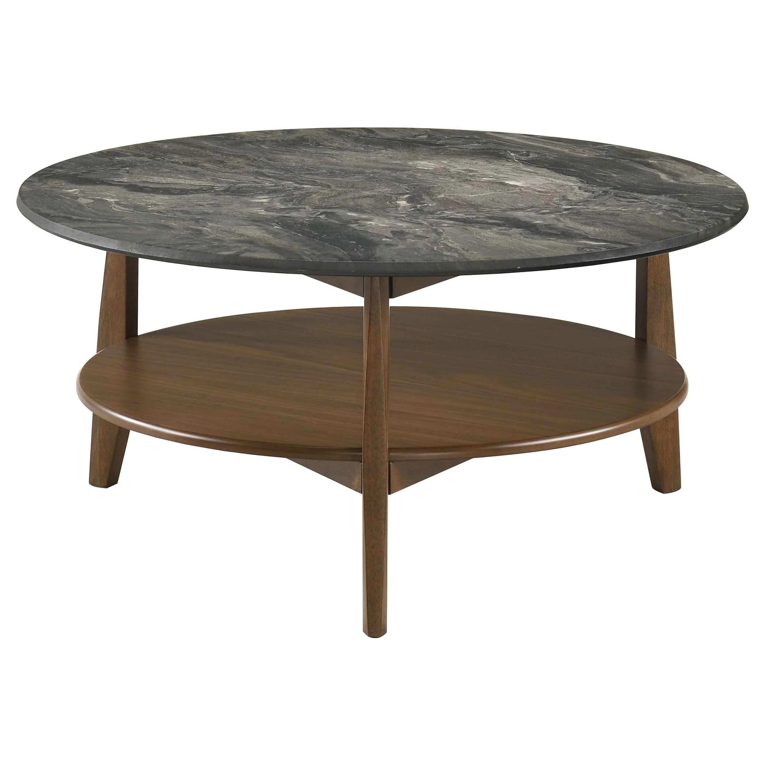 Bradley Smokey Grey/Brown Round SmartTop Cocktail Coffee Table - Image 3