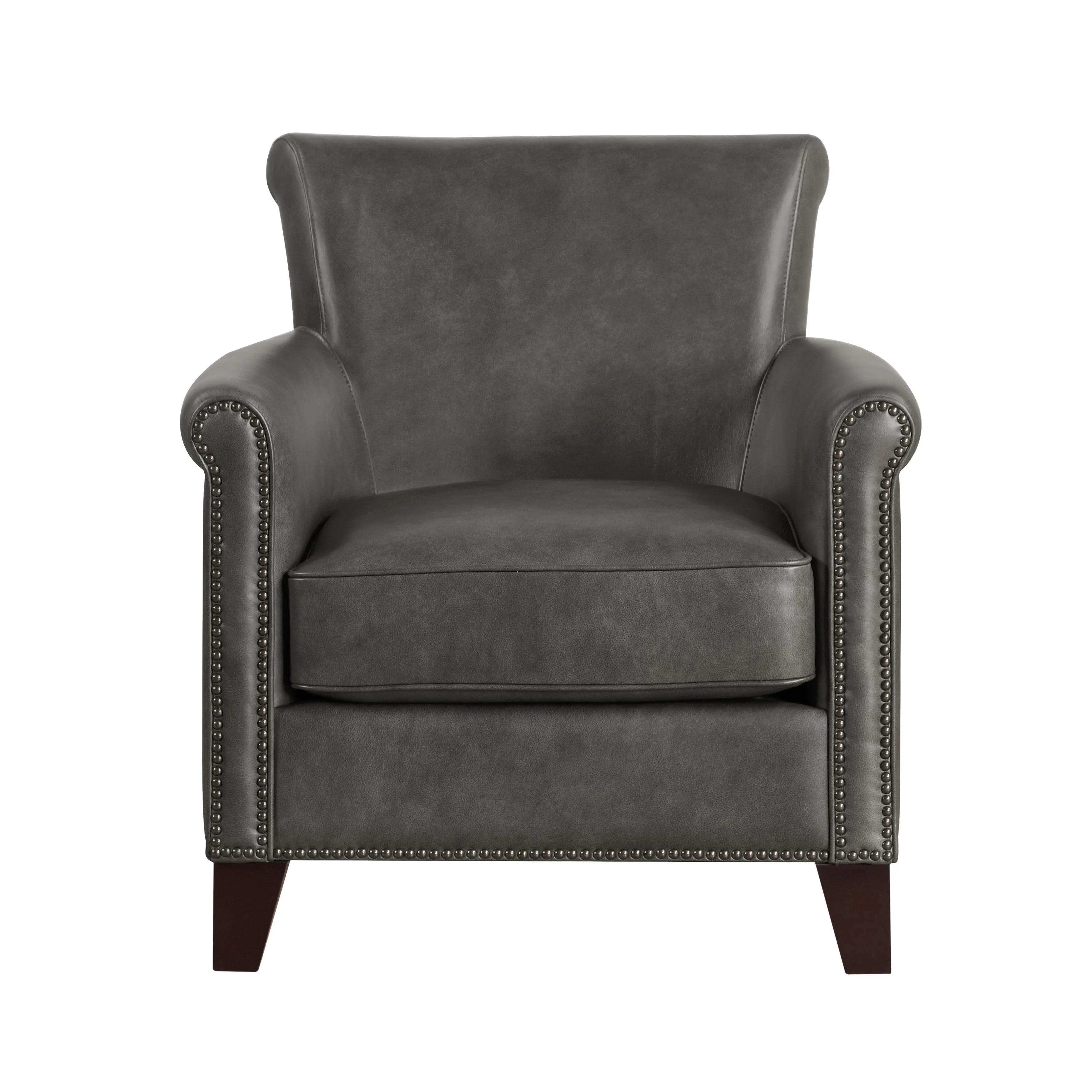 Braintree Gray Top-Grain Leather Accent Chair