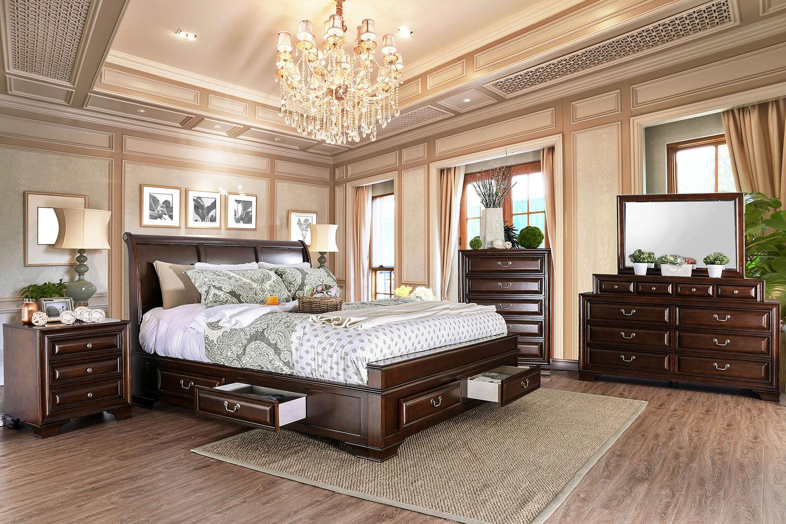 Brandt Brown Cherry Queen Storage Platform Bed - Image 2