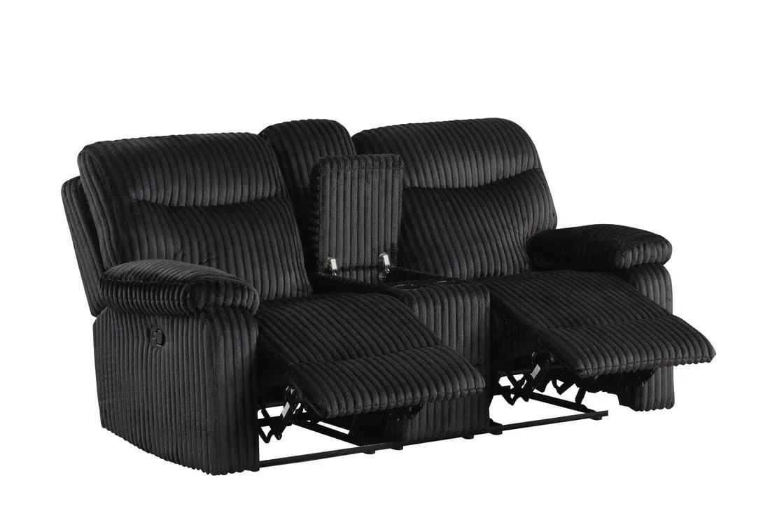 Bravo Black Fabric 3-Piece Reclining Living Room Set - Image 3