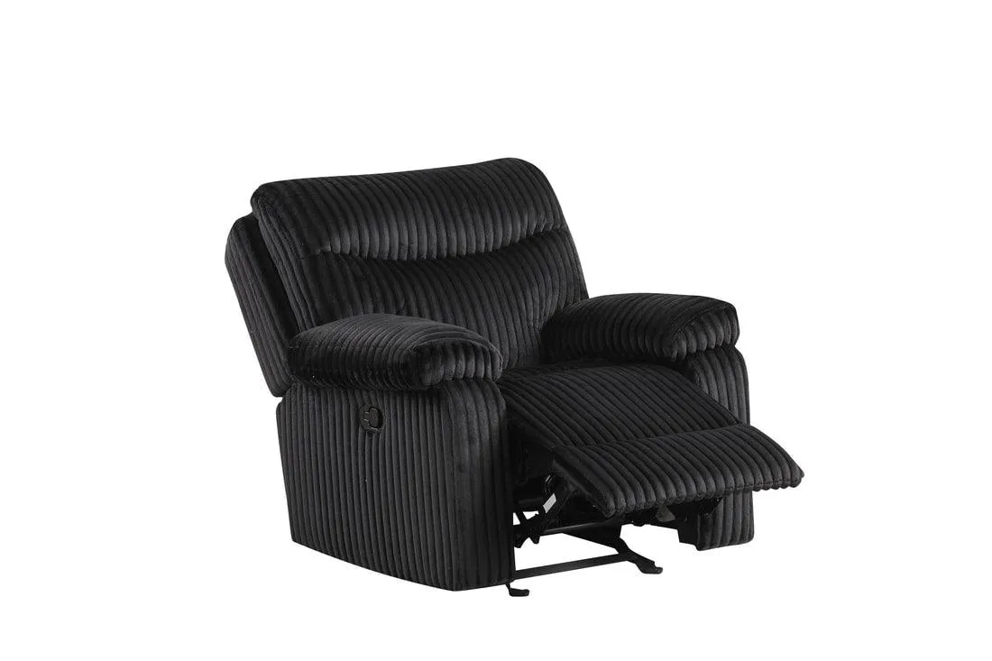 Bravo Black Fabric 3-Piece Reclining Living Room Set - Image 4