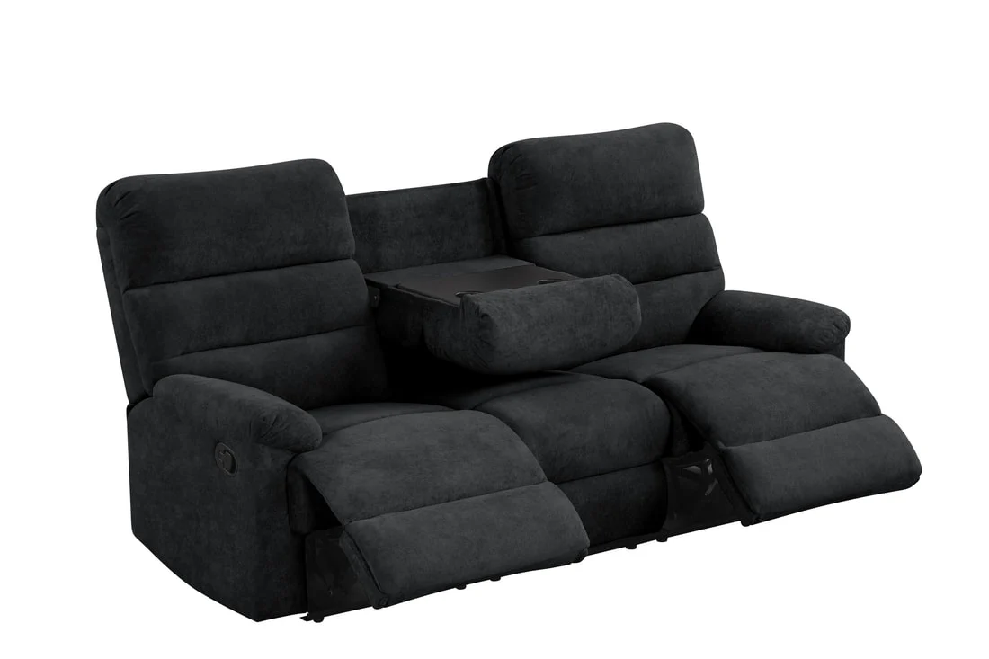 Bravo Black Fabric Reclining Living Room Set - Image 2