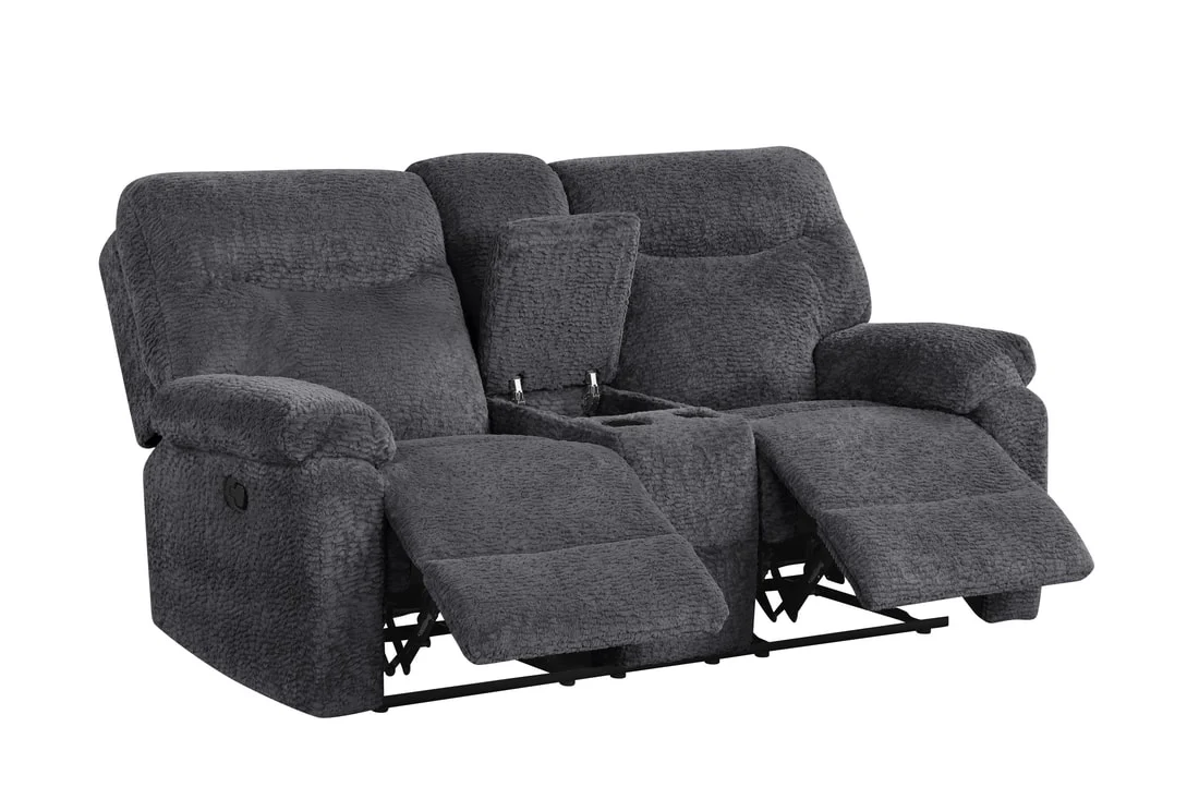 Bravo Gray Fabric Reclining Living Room Set - Image 4