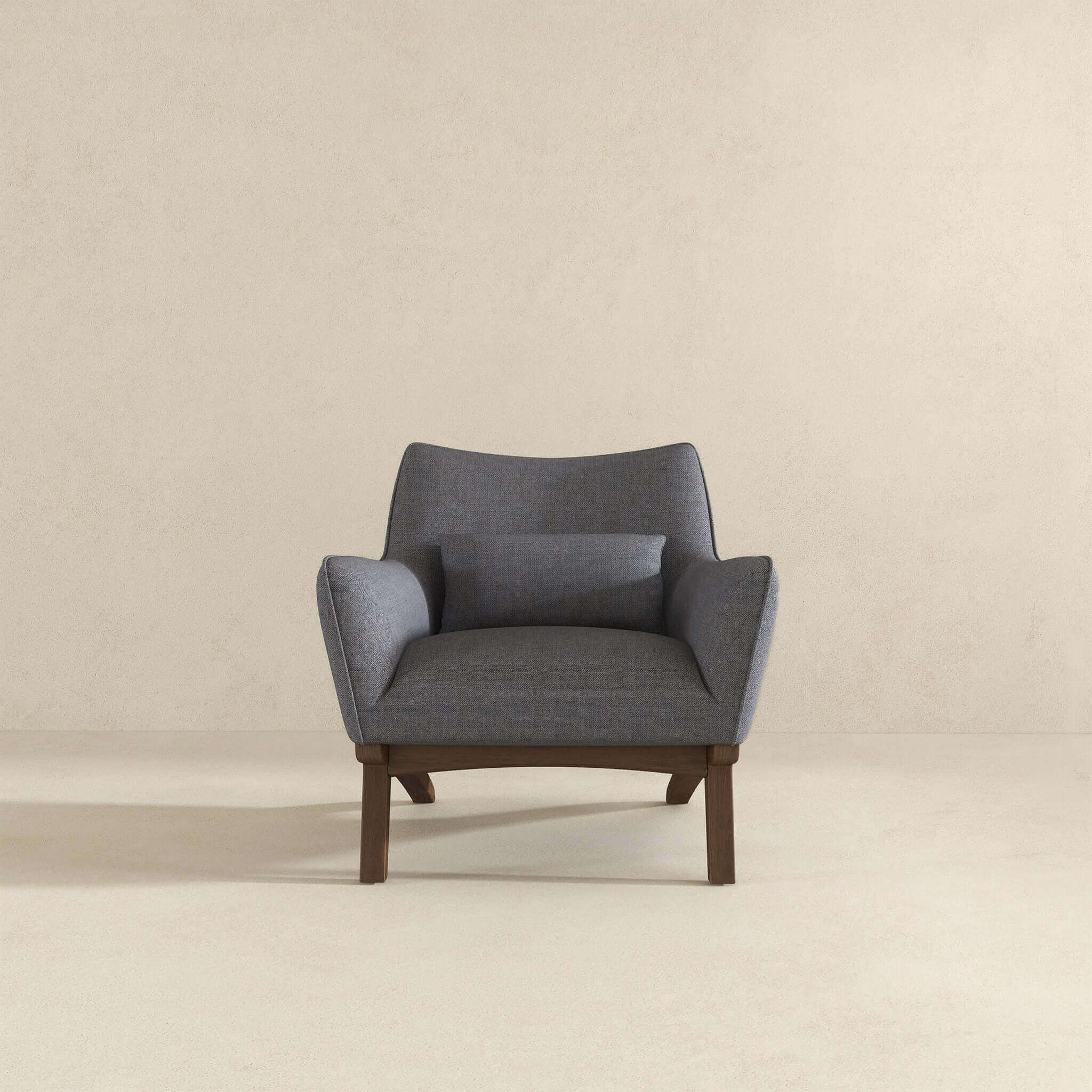 Brayden Mid Century Modern Sea Side Grey Linen Armchair - Image 2