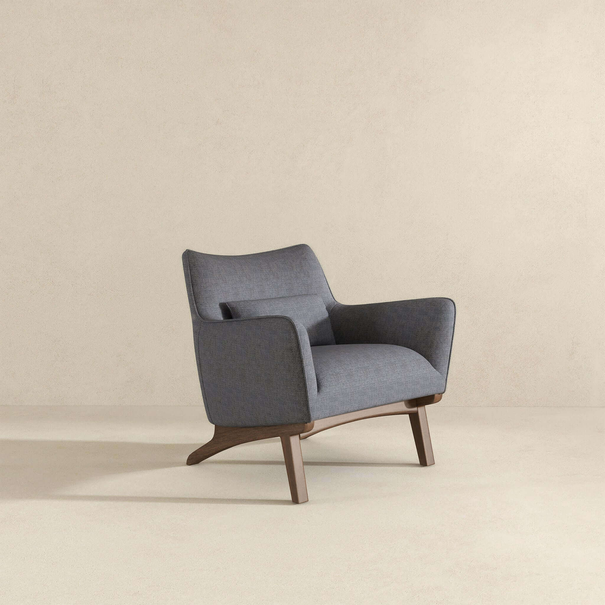 Brayden Mid Century Modern Sea Side Grey Linen Armchair - Image 3