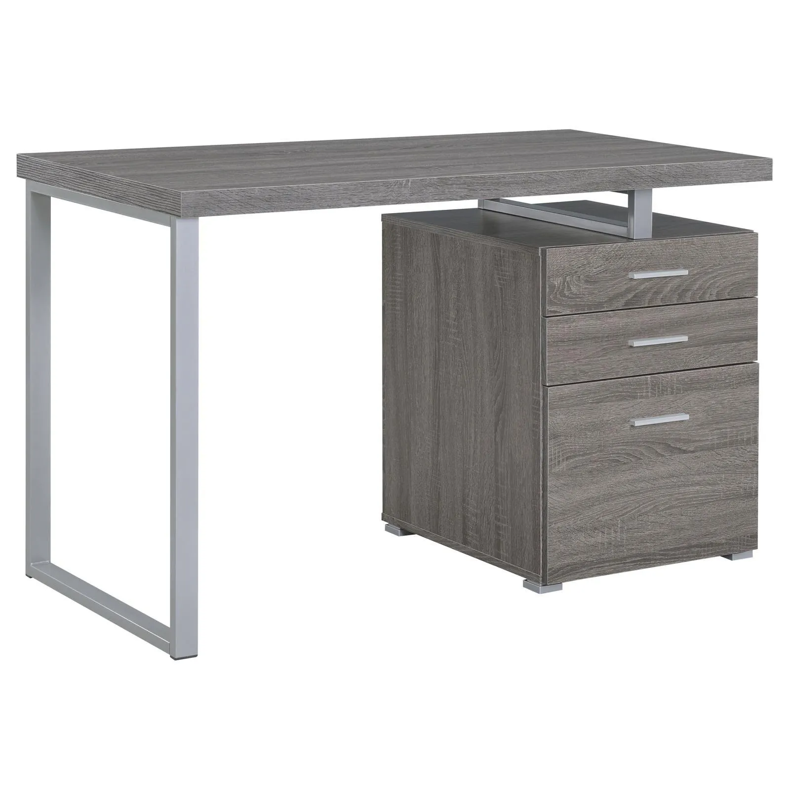 Brennan Weathered Gray 3-Drawer Office Desk - Image 3