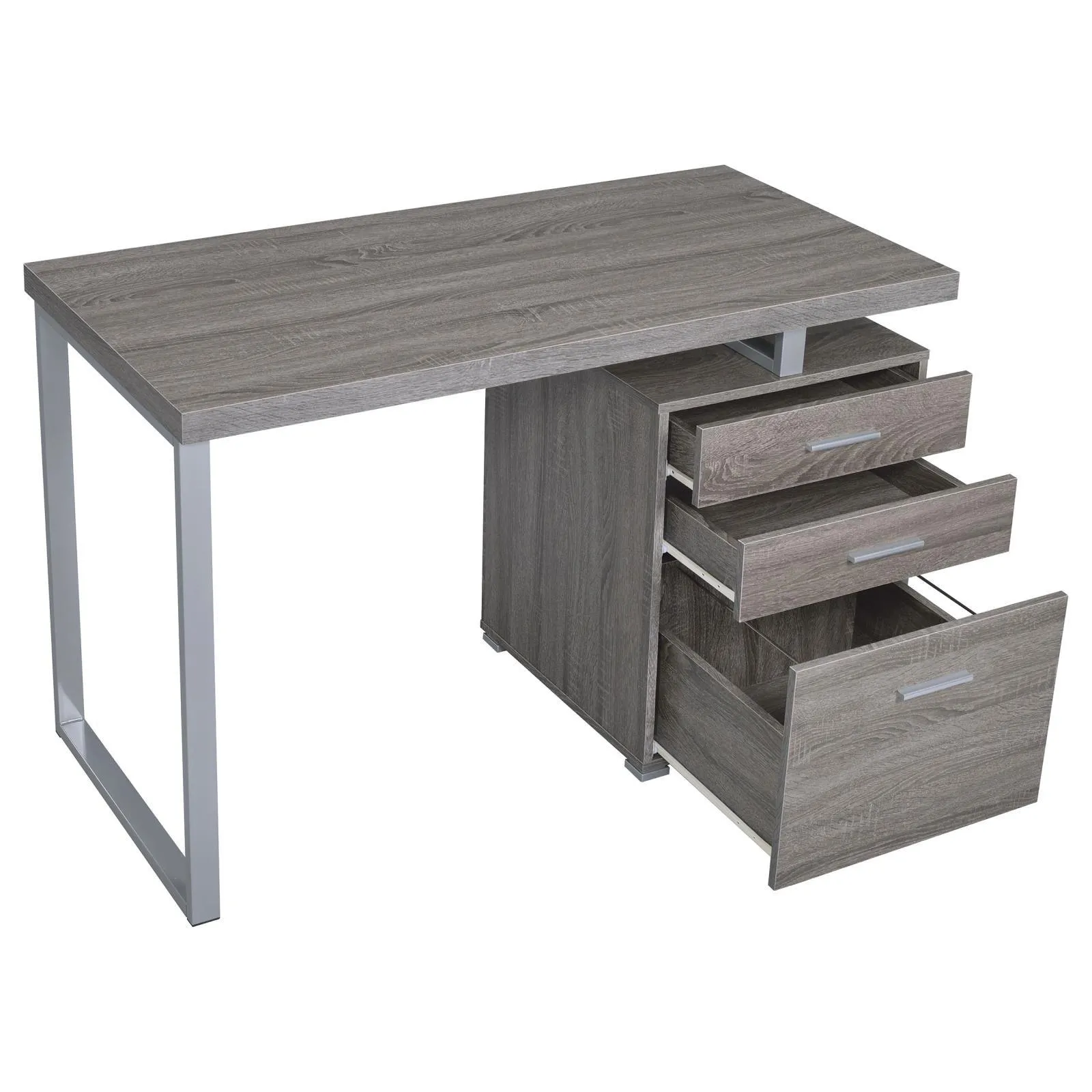Brennan Weathered Gray 3-Drawer Office Desk - Image 4