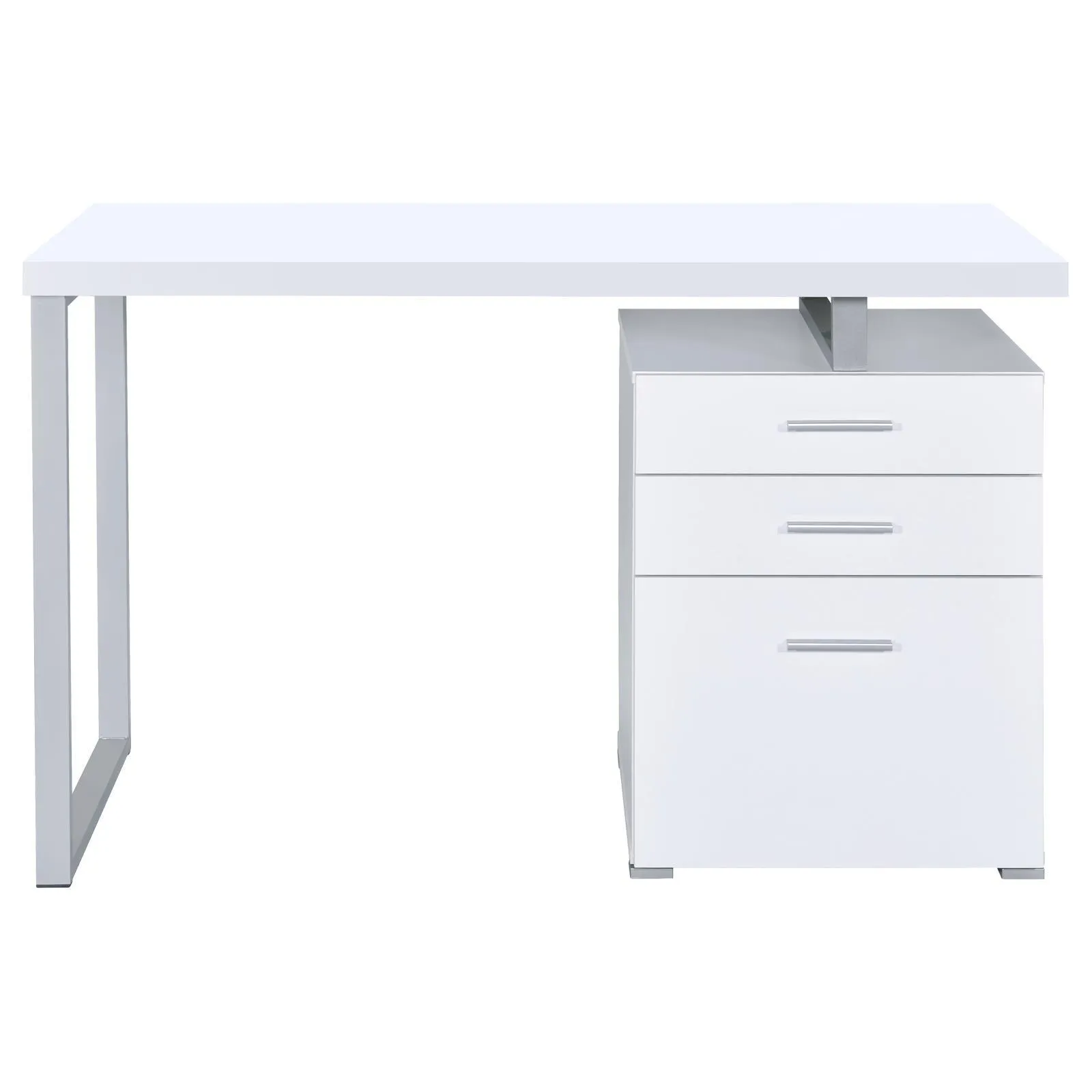 Brennan White 3-Drawer Office Desk - Image 5