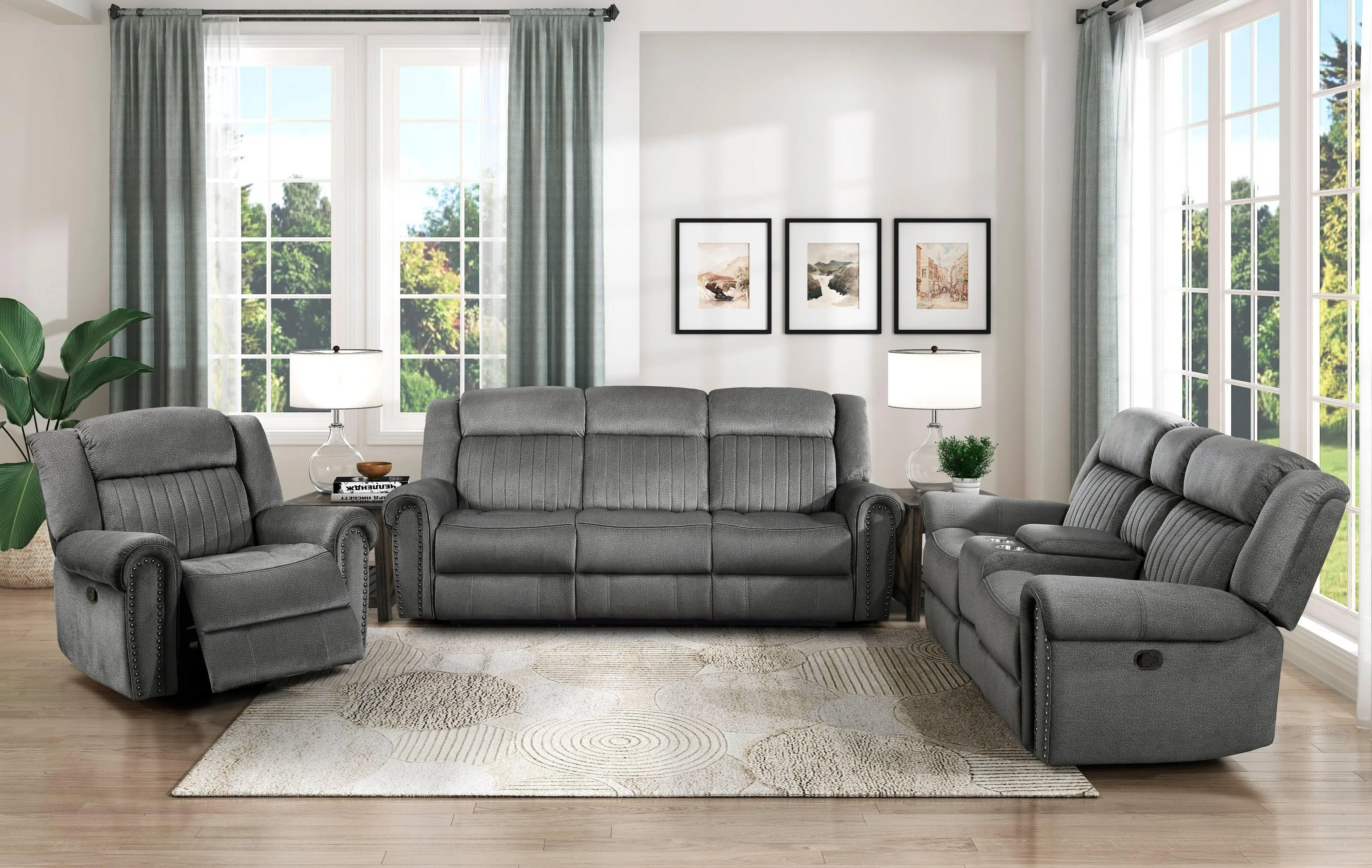 Brennen Charcoal Double Reclining Loveseat with Center Console - Image 8