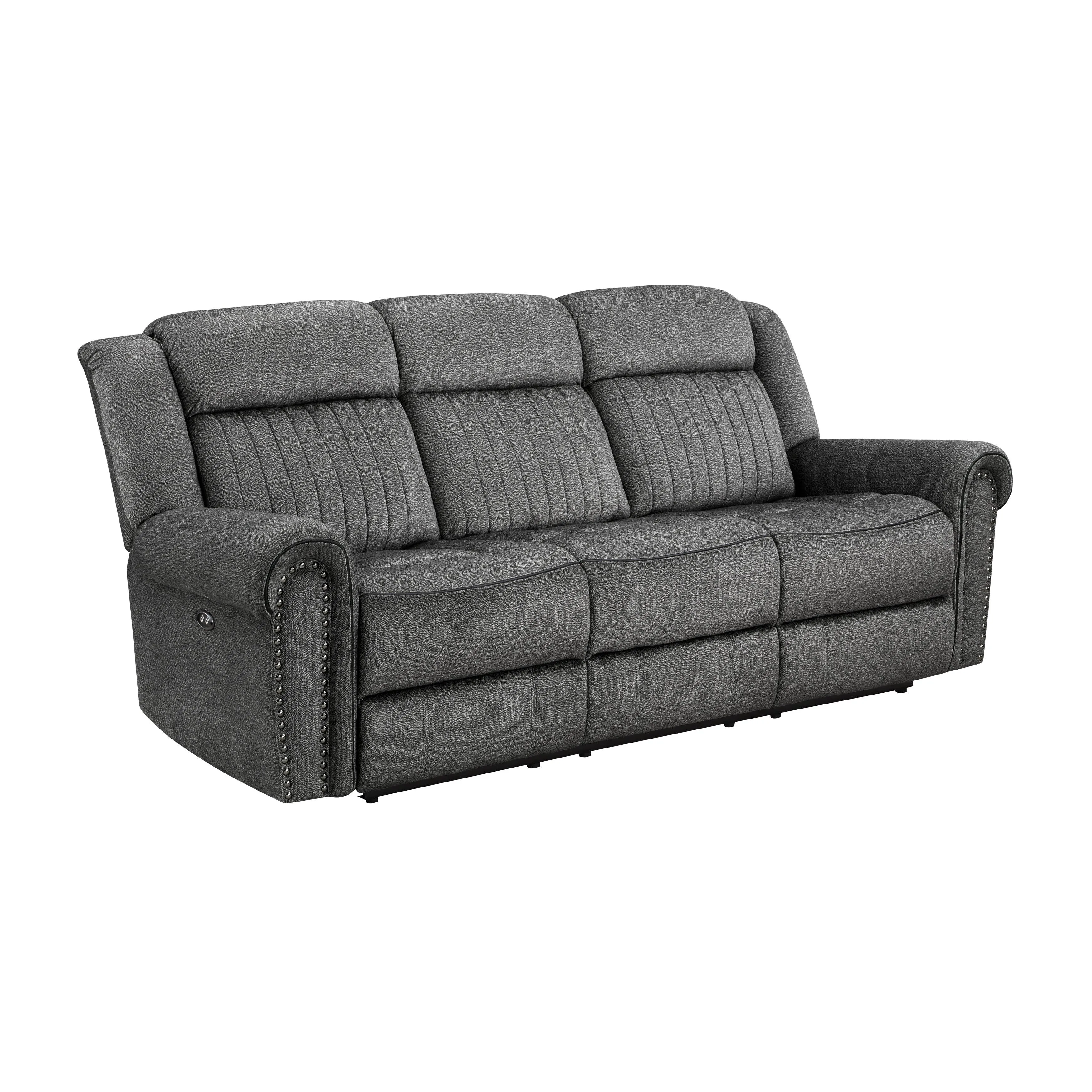 Brennen Charcoal Power Double Reclining Sofa - Image 4