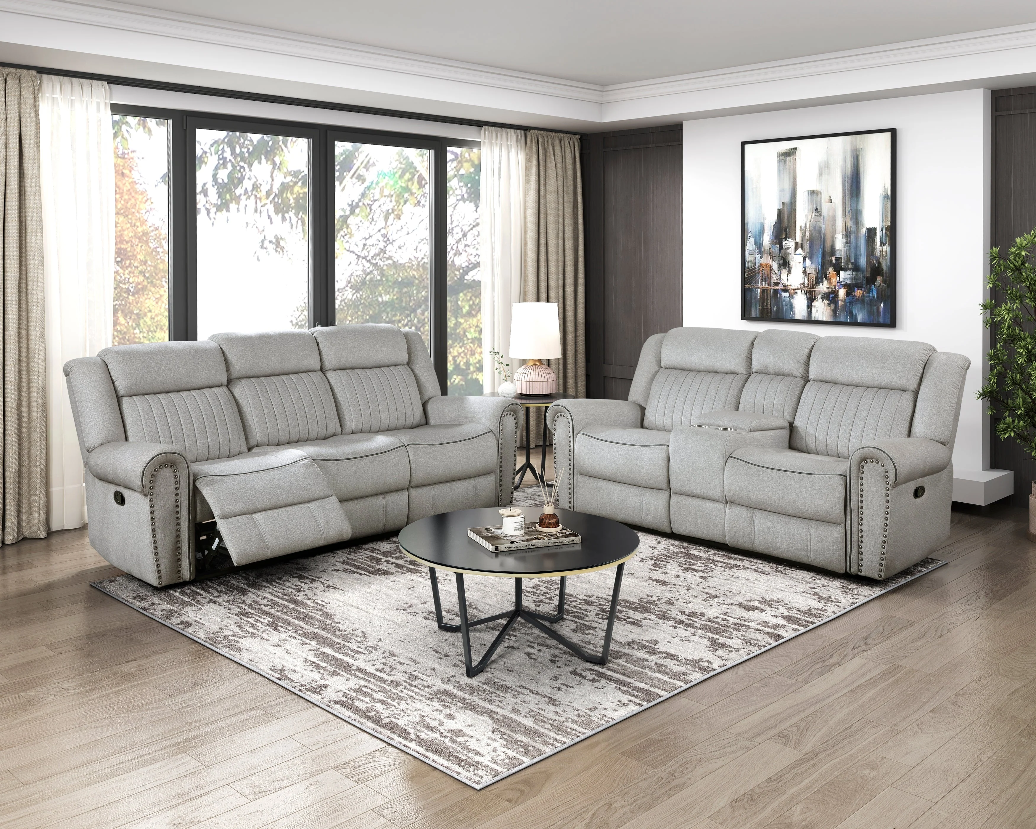 Brennen Mist Double Reclining Living Room Set - Image 2