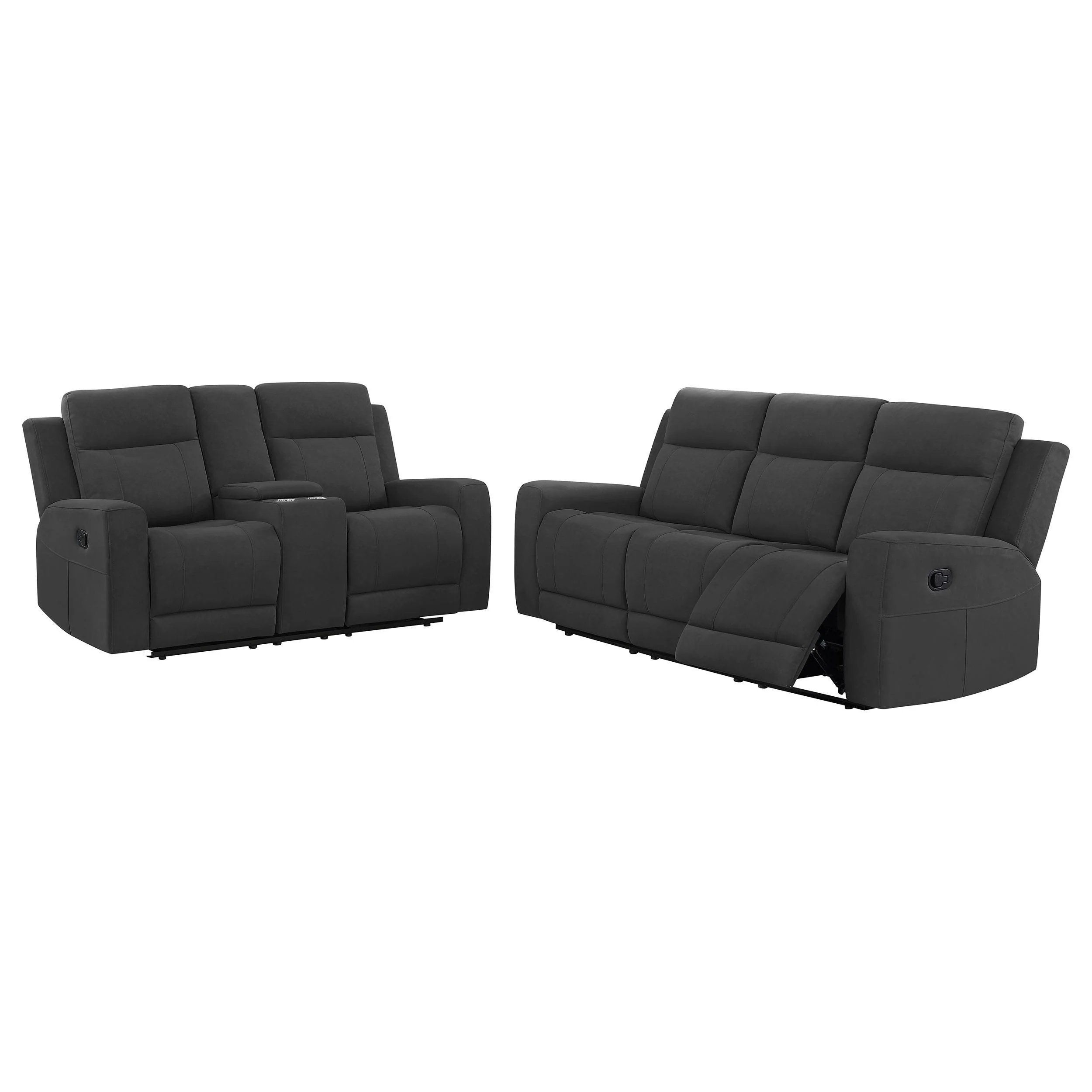 Brentwood Dark Charcoal 2-piece Upholstered Motion Reclining Sofa Set - Image 2