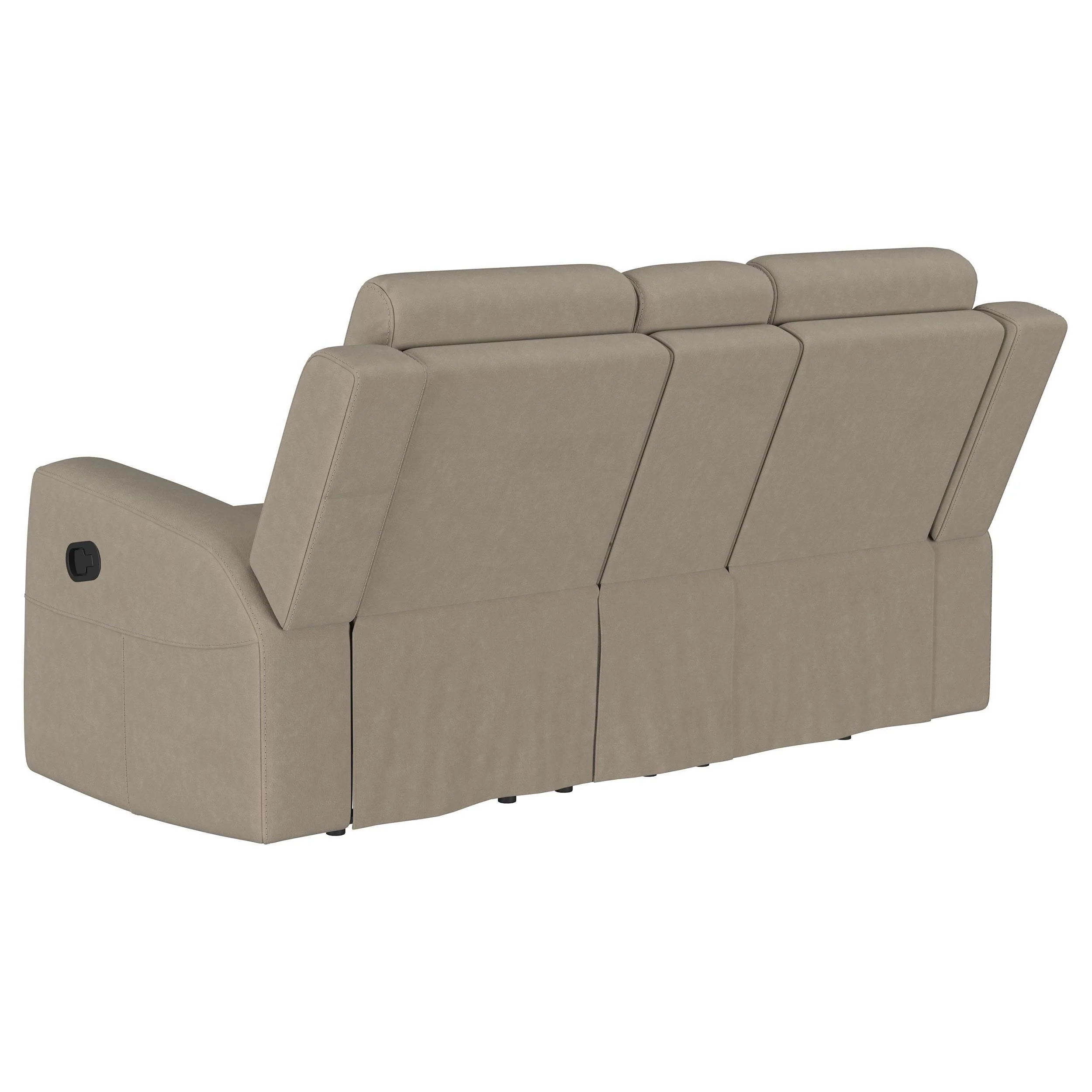 Brentwood Taupe Upholstered Motion Reclining Loveseat with Console - Image 7
